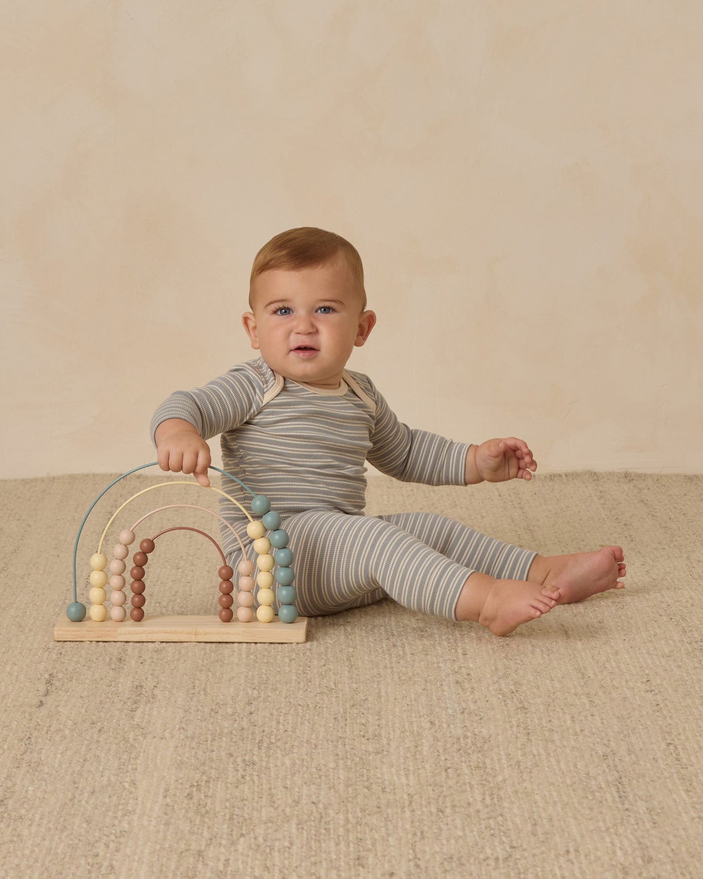 Ribbed Tee + Legging Set || Steel Blue Micro Stripe - Rylee + Cru | Kids Clothes | Trendy Baby Clothes | Modern Infant Outfits |