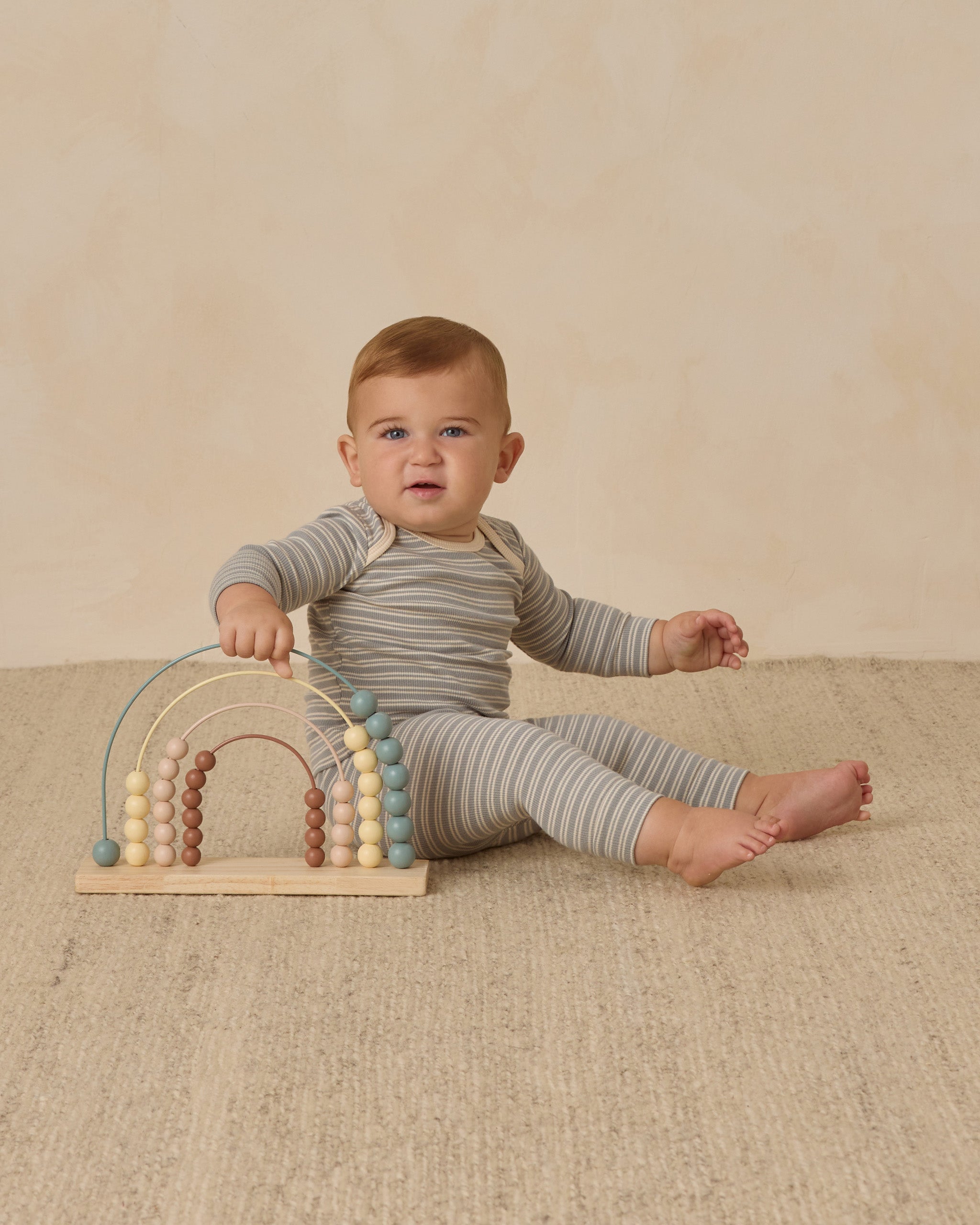 Ribbed Tee + Legging Set || Steel Blue Micro Stripe - Rylee + Cru | Kids Clothes | Trendy Baby Clothes | Modern Infant Outfits |