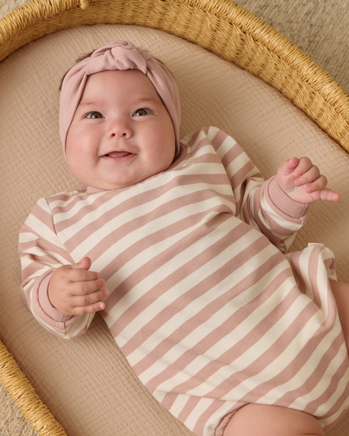 Crewneck Bubble Romper || Pink Stripe - Rylee + Cru | Kids Clothes | Trendy Baby Clothes | Modern Infant Outfits |