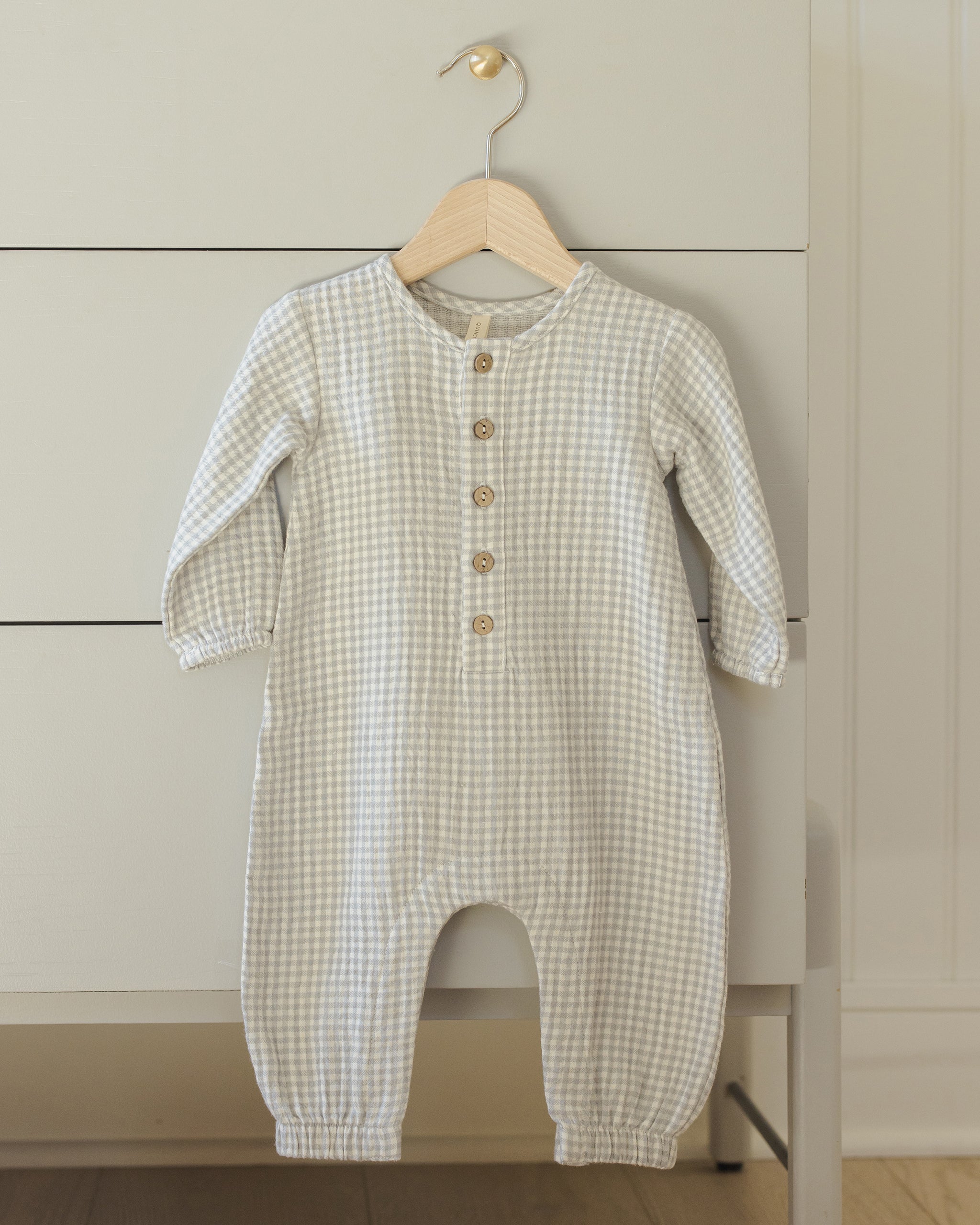 Woven Jumpsuit || Blue Gingham - Rylee + Cru | Kids Clothes | Trendy Baby Clothes | Modern Infant Outfits |