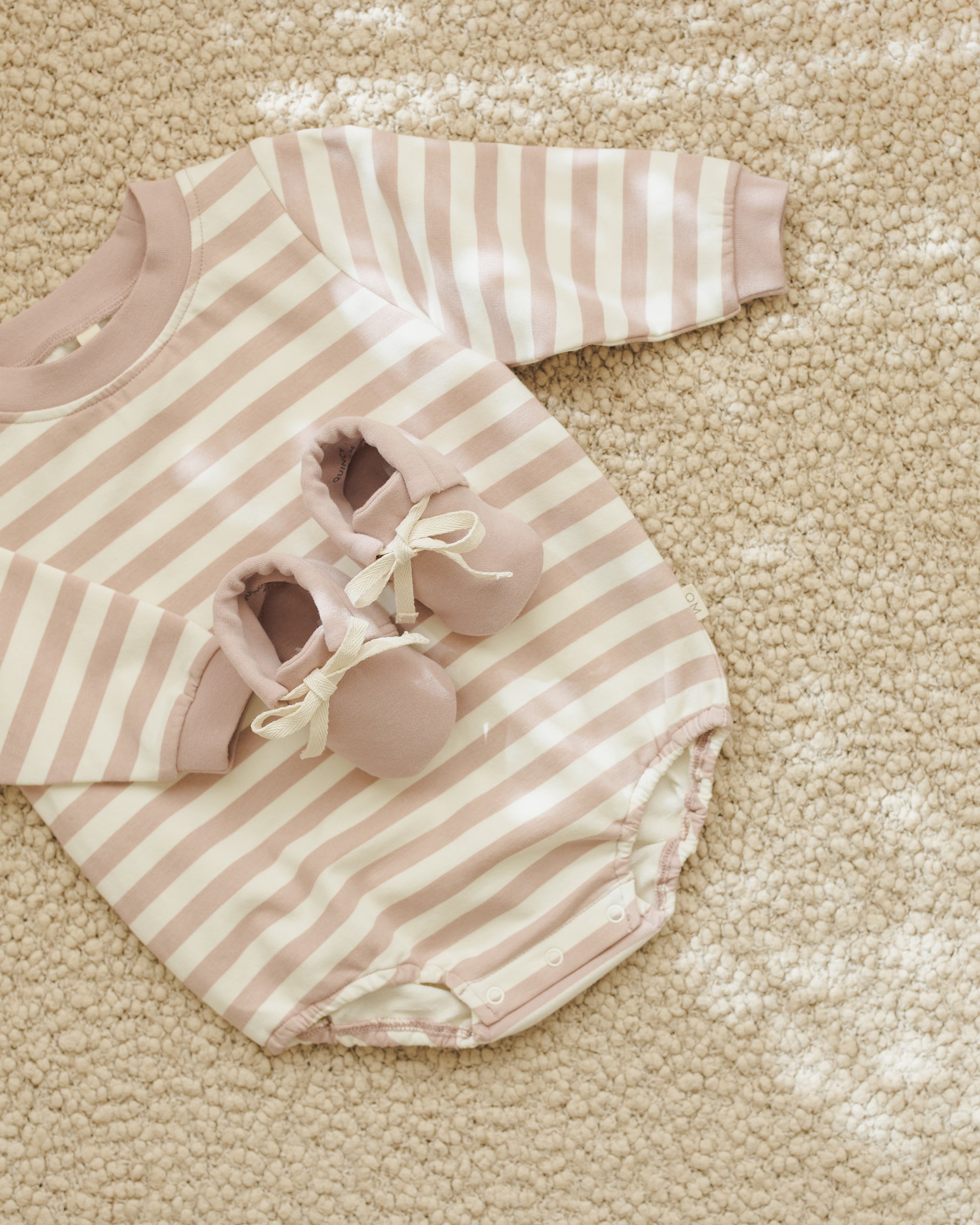 Crewneck Bubble Romper || Pink Stripe - Rylee + Cru | Kids Clothes | Trendy Baby Clothes | Modern Infant Outfits |