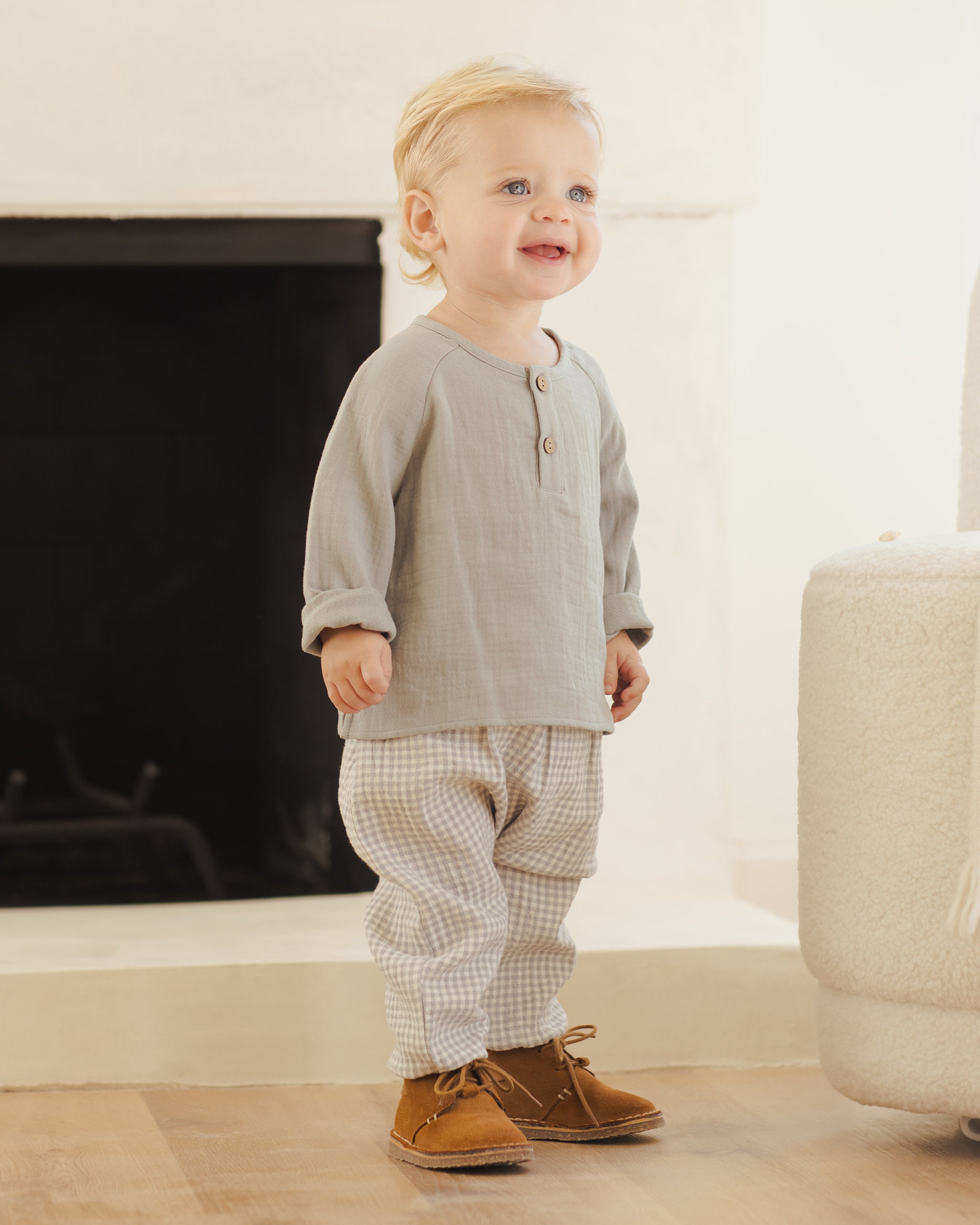 Woven Pant || Blue Gingham - Rylee + Cru | Kids Clothes | Trendy Baby Clothes | Modern Infant Outfits |