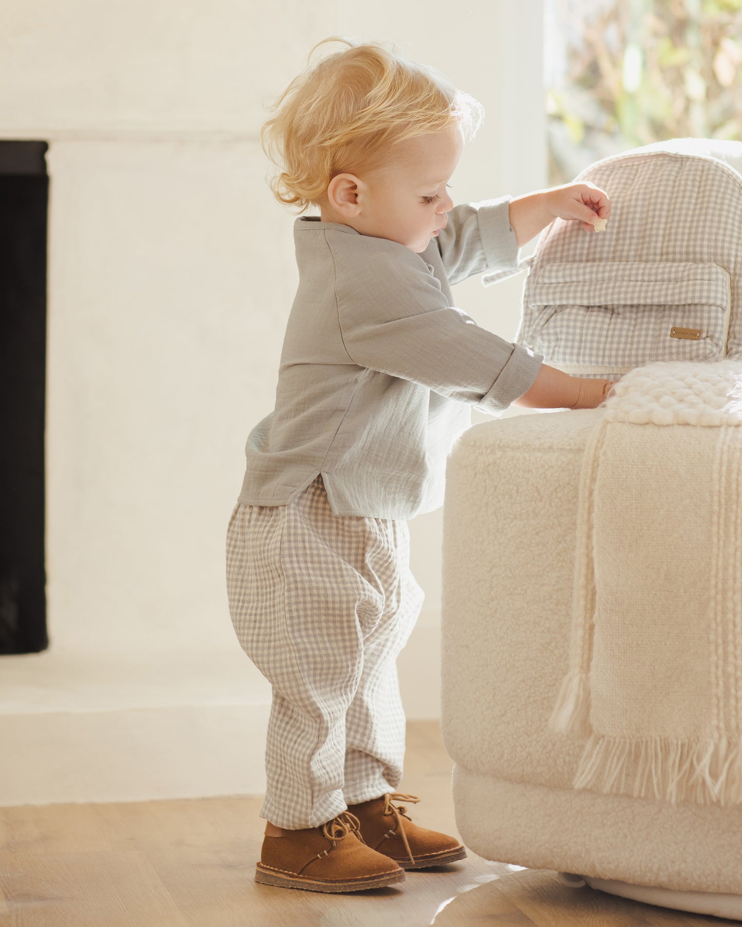 Woven Pant || Blue Gingham - Rylee + Cru | Kids Clothes | Trendy Baby Clothes | Modern Infant Outfits |