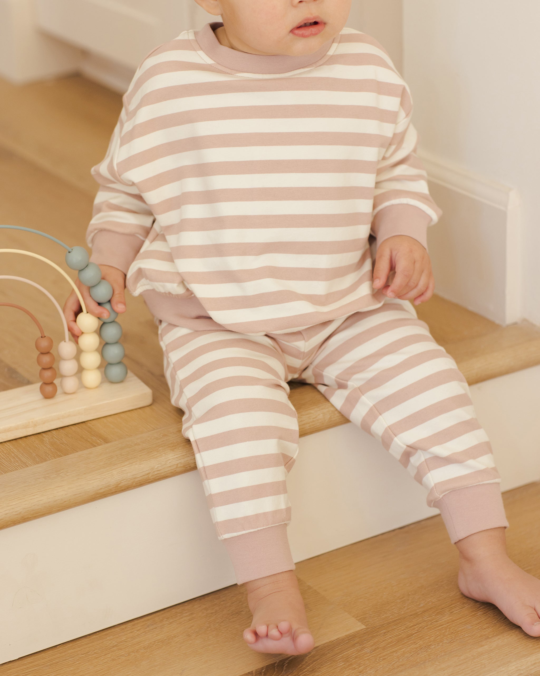 Relaxed Sweatpant || Pink Stripe - Rylee + Cru | Kids Clothes | Trendy Baby Clothes | Modern Infant Outfits |