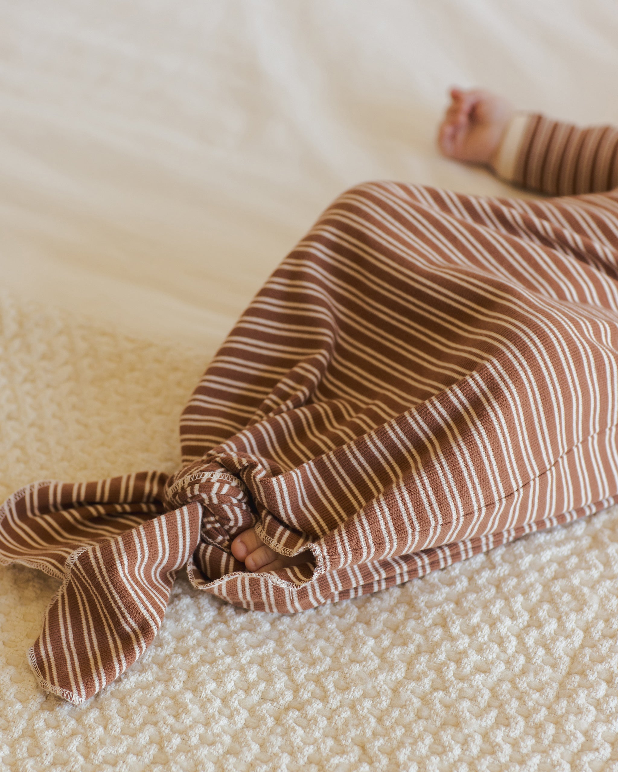 Knotted Baby Gown + Hat Set || Cedar Micro Stripe - Rylee + Cru | Kids Clothes | Trendy Baby Clothes | Modern Infant Outfits |