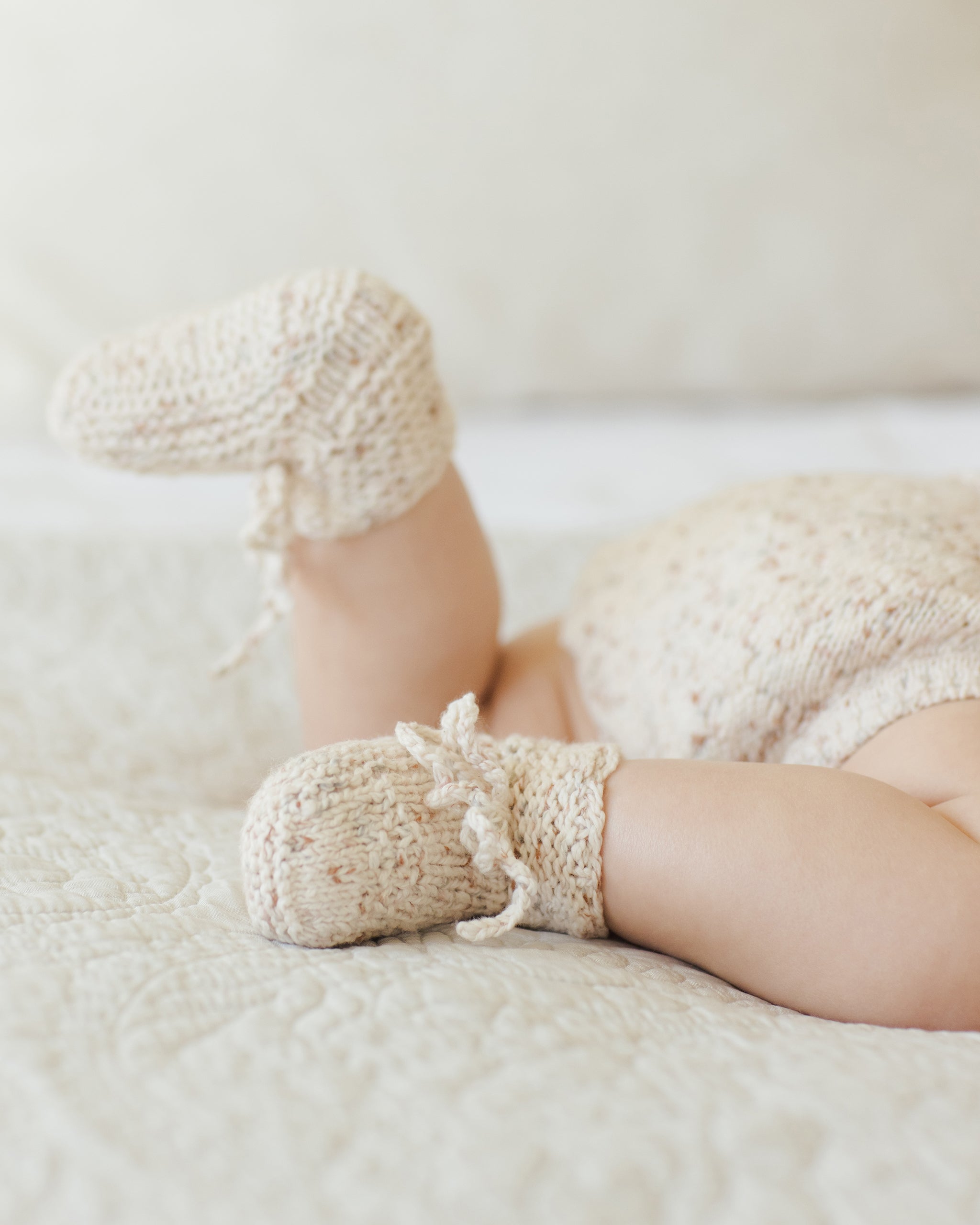 Knit Booties || Natural Confetti - Rylee + Cru | Kids Clothes | Trendy Baby Clothes | Modern Infant Outfits |