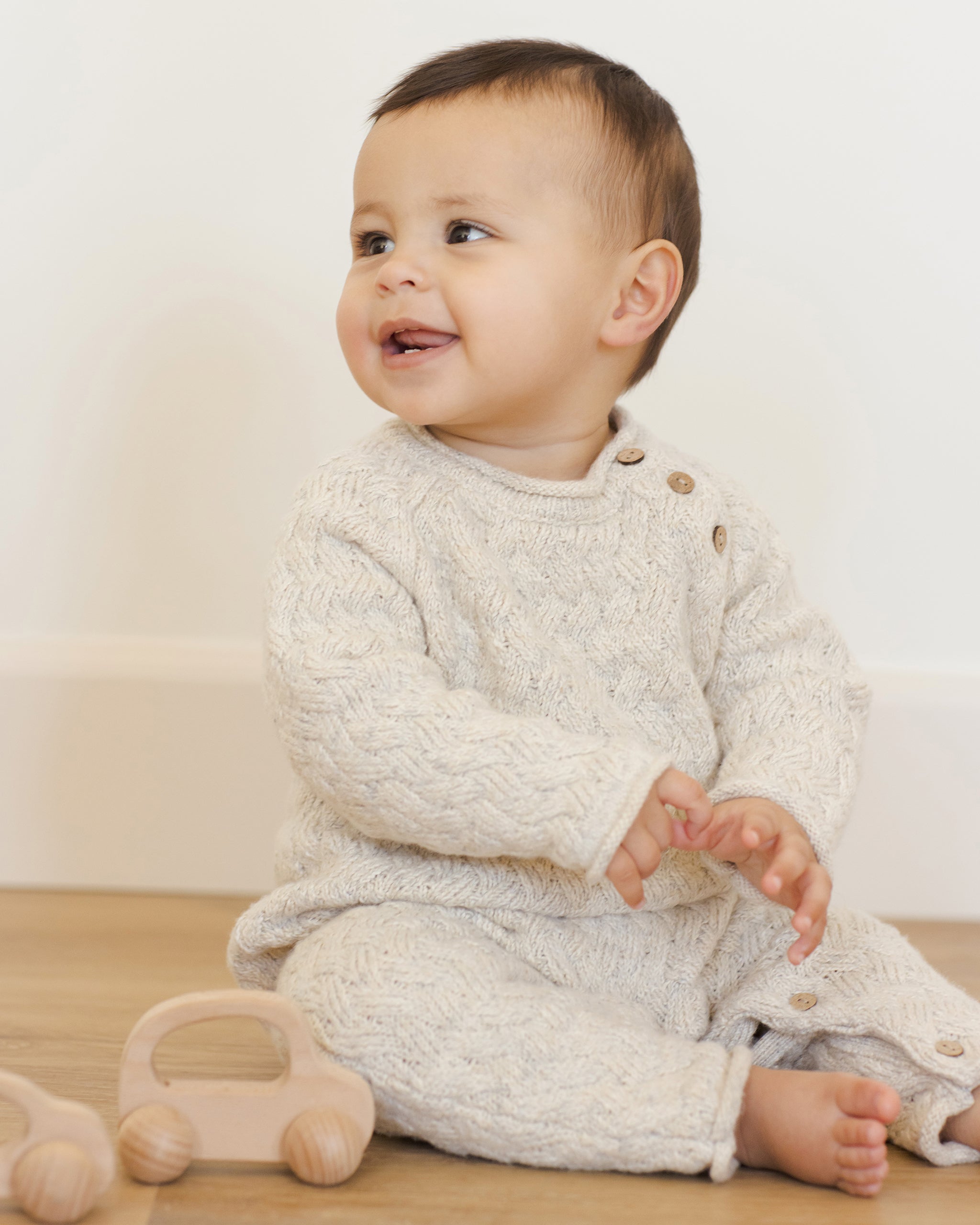 Cozy Heather Knit Jumpsuit || Blue - Rylee + Cru | Kids Clothes | Trendy Baby Clothes | Modern Infant Outfits |