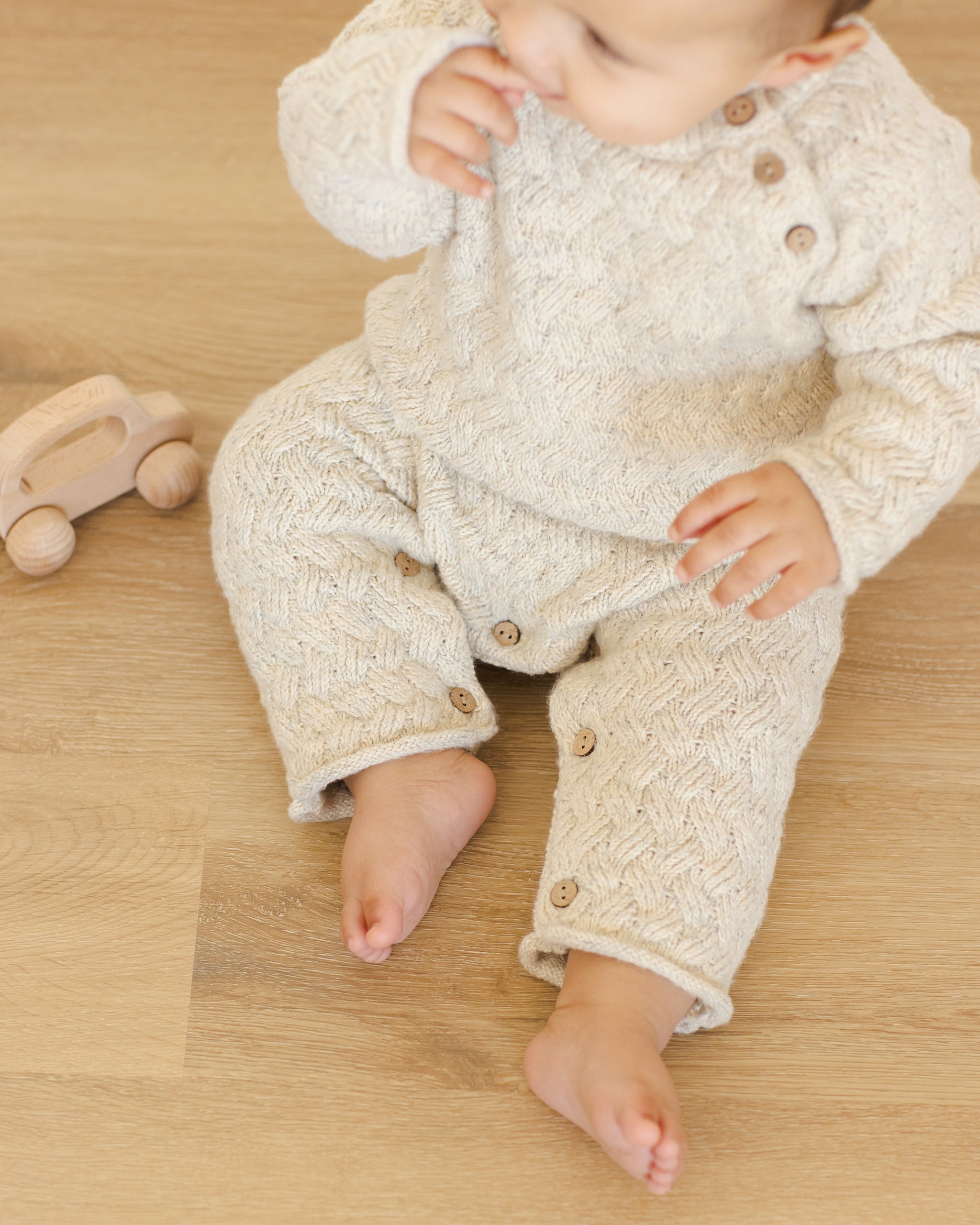 Cozy Heather Knit Jumpsuit || Blue - Rylee + Cru | Kids Clothes | Trendy Baby Clothes | Modern Infant Outfits |