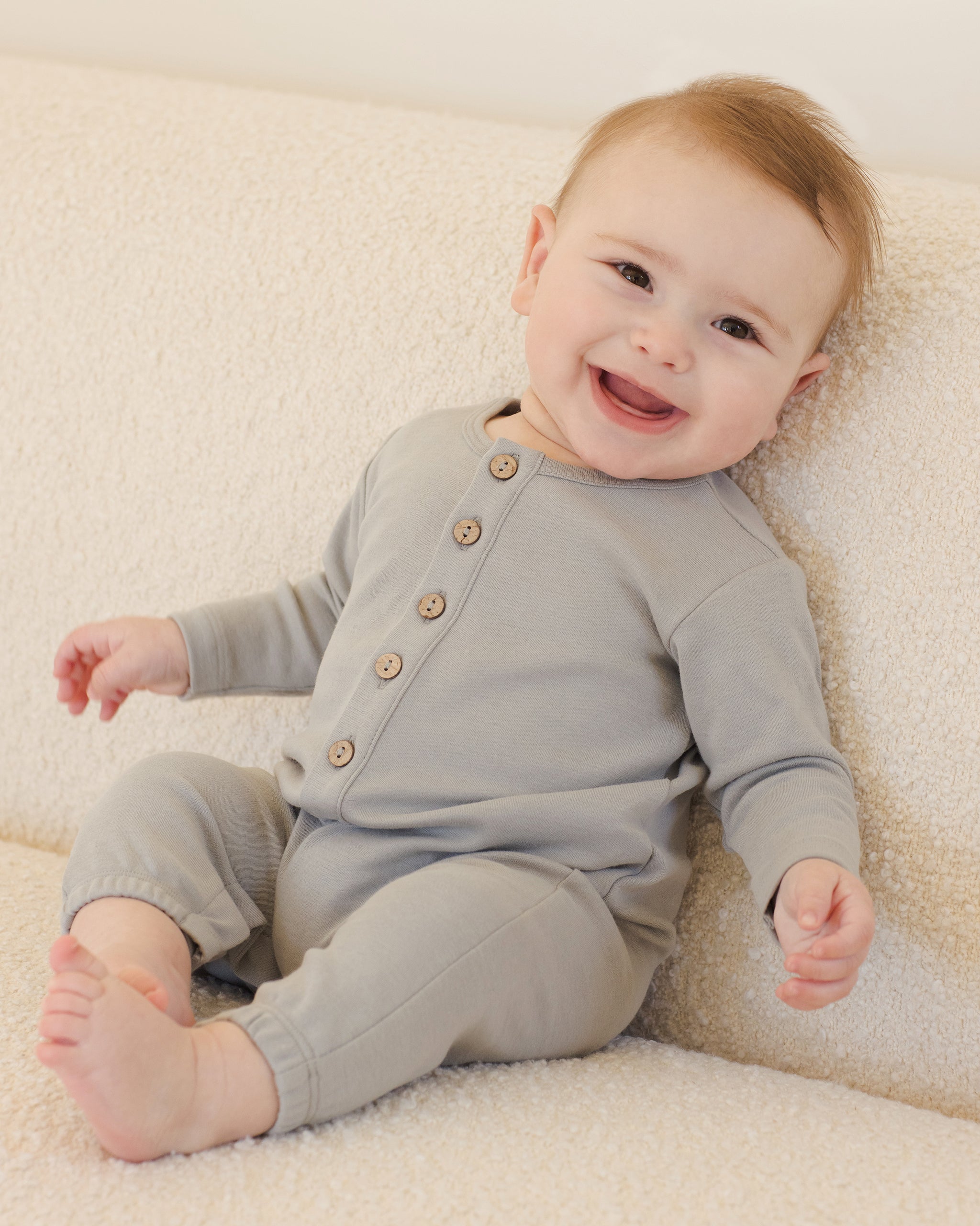 Long Sleeve Jumpsuit || Steel Blue - Rylee + Cru | Kids Clothes | Trendy Baby Clothes | Modern Infant Outfits |