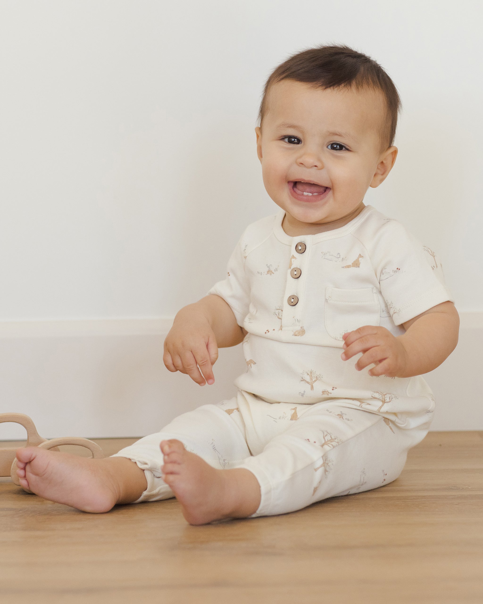 Short Sleeve Jumpsuit || Fox Land - Rylee + Cru | Kids Clothes | Trendy Baby Clothes | Modern Infant Outfits |