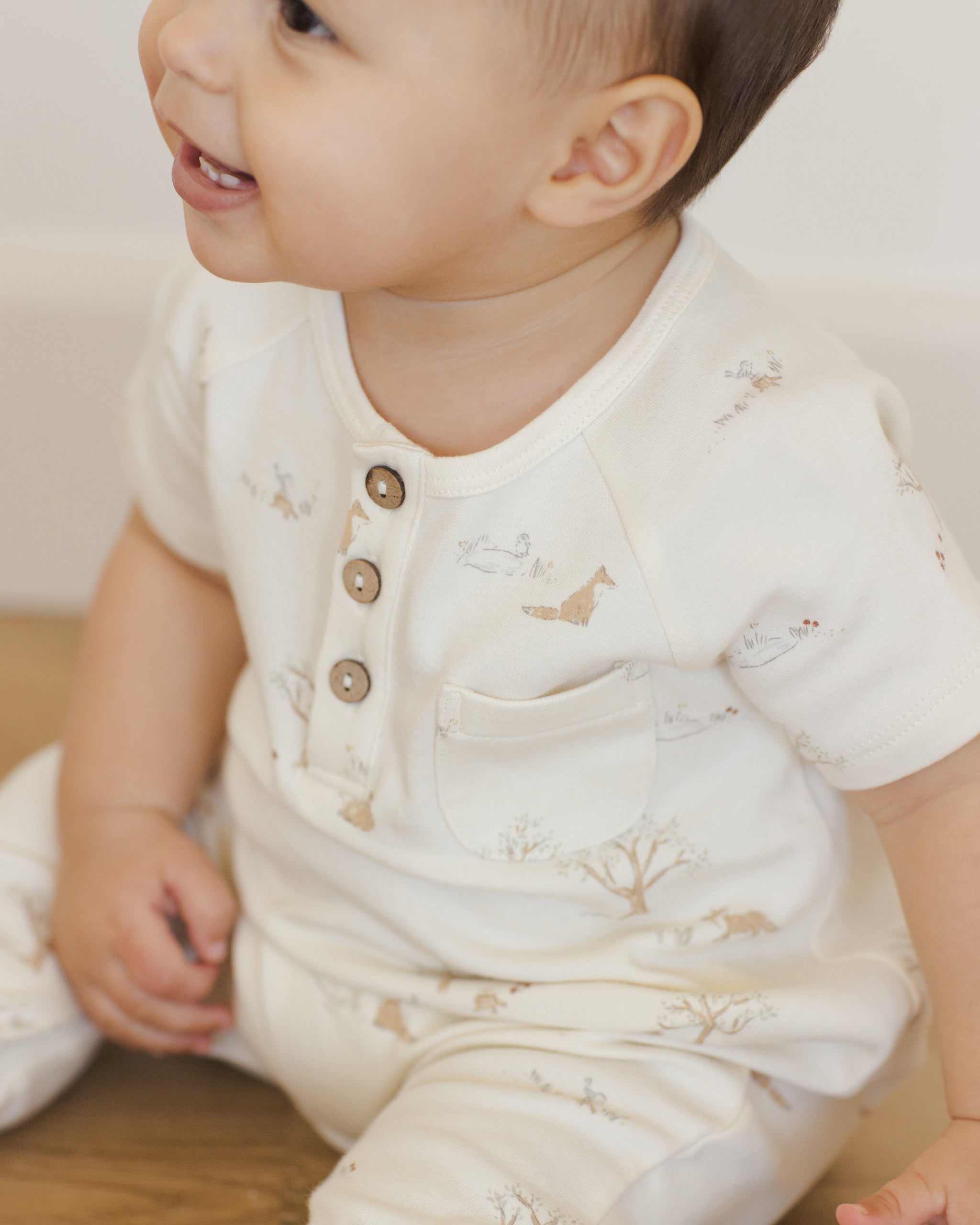 Short Sleeve Jumpsuit || Fox Land - Rylee + Cru | Kids Clothes | Trendy Baby Clothes | Modern Infant Outfits |
