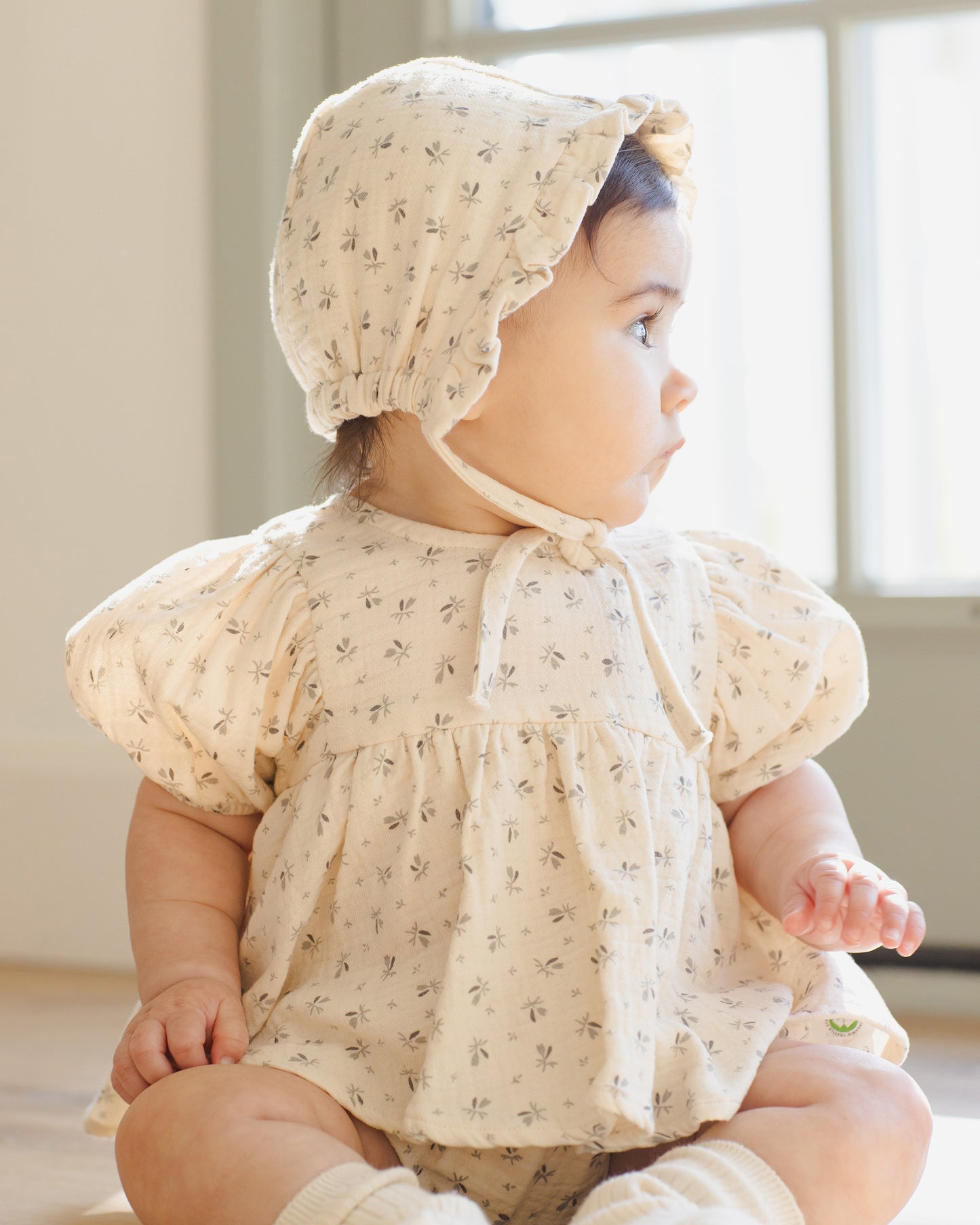 Woven Ruffle Bonnet || Bluebell - Rylee + Cru | Kids Clothes | Trendy Baby Clothes | Modern Infant Outfits |