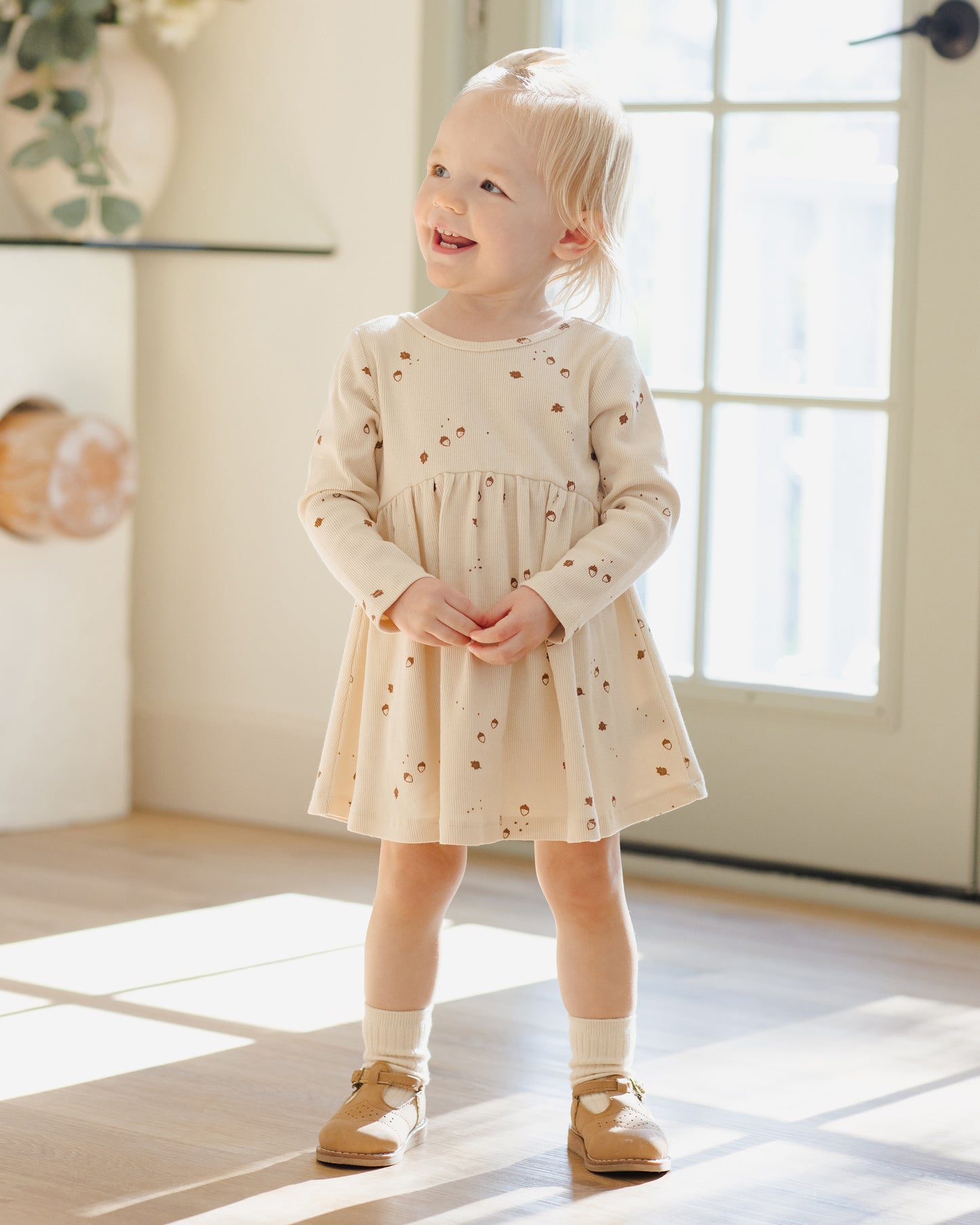 Ribbed Long Sleeve Dress || Acorns - Rylee + Cru | Kids Clothes | Trendy Baby Clothes | Modern Infant Outfits |