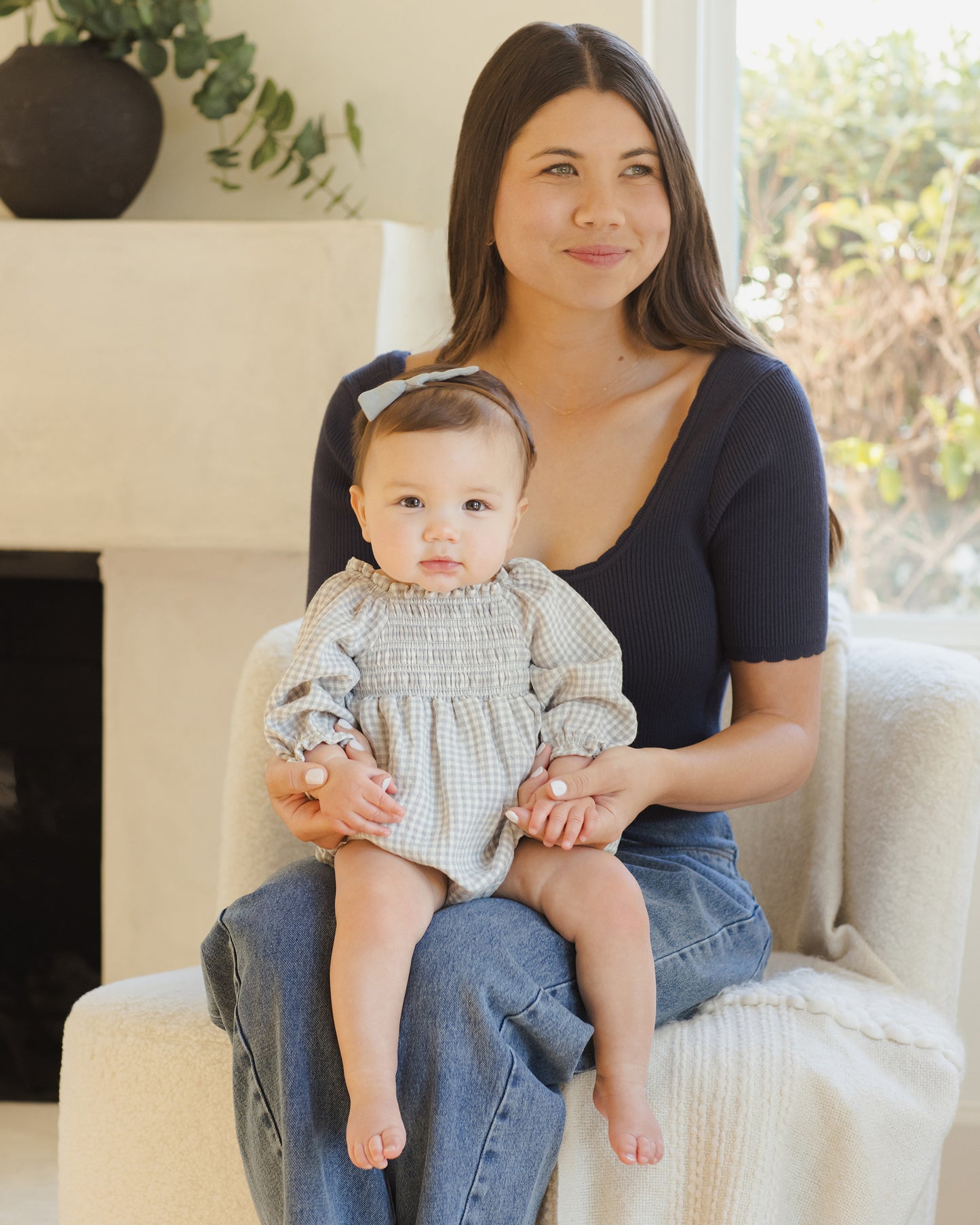 Eden Romper || Blue Gingham - Rylee + Cru | Kids Clothes | Trendy Baby Clothes | Modern Infant Outfits |