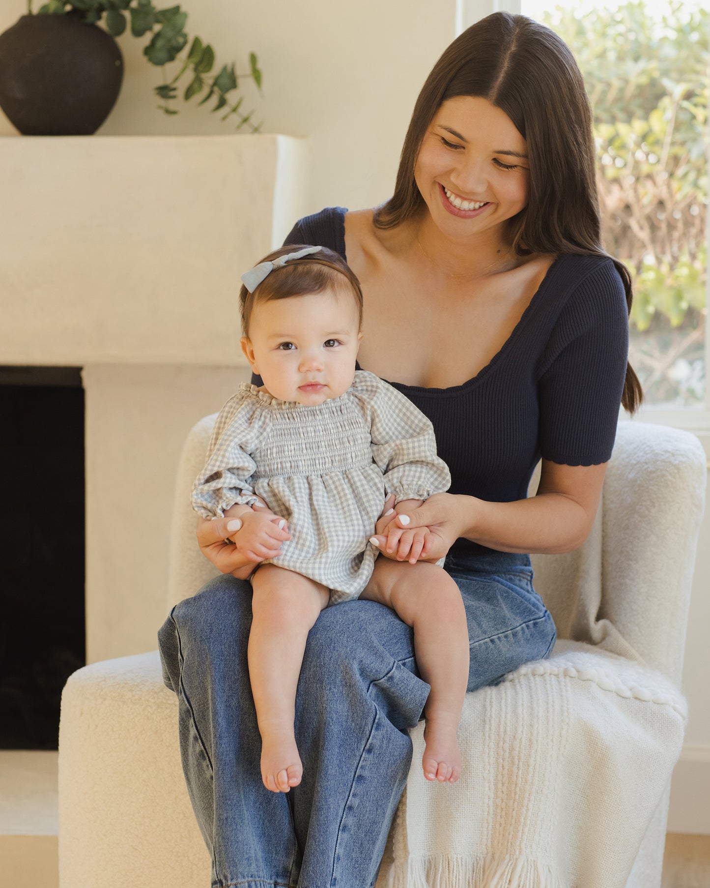 Eden Romper || Blue Gingham - Rylee + Cru | Kids Clothes | Trendy Baby Clothes | Modern Infant Outfits |