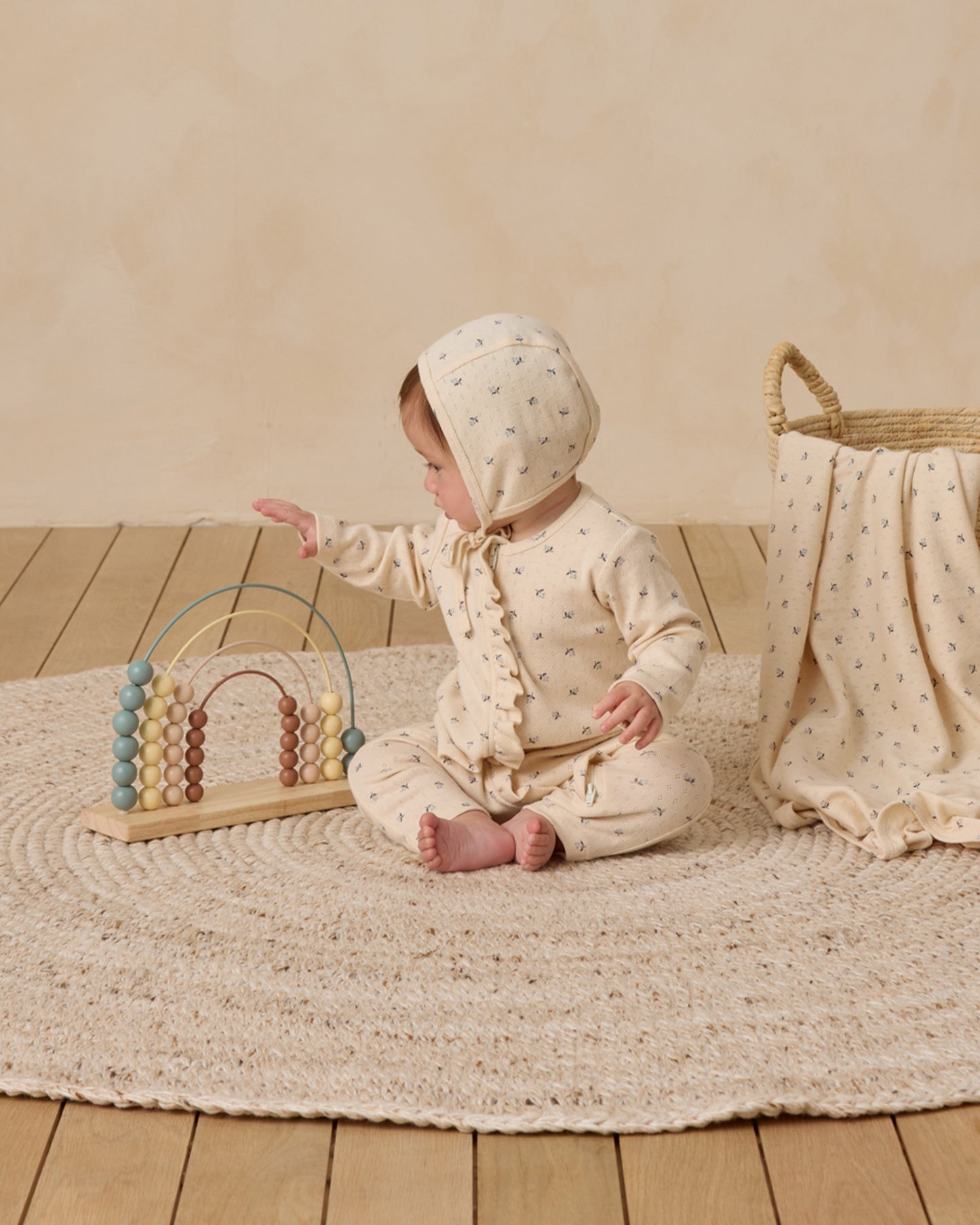 Pointelle Baby Blanket || Blue Ditsy - Rylee + Cru | Kids Clothes | Trendy Baby Clothes | Modern Infant Outfits |