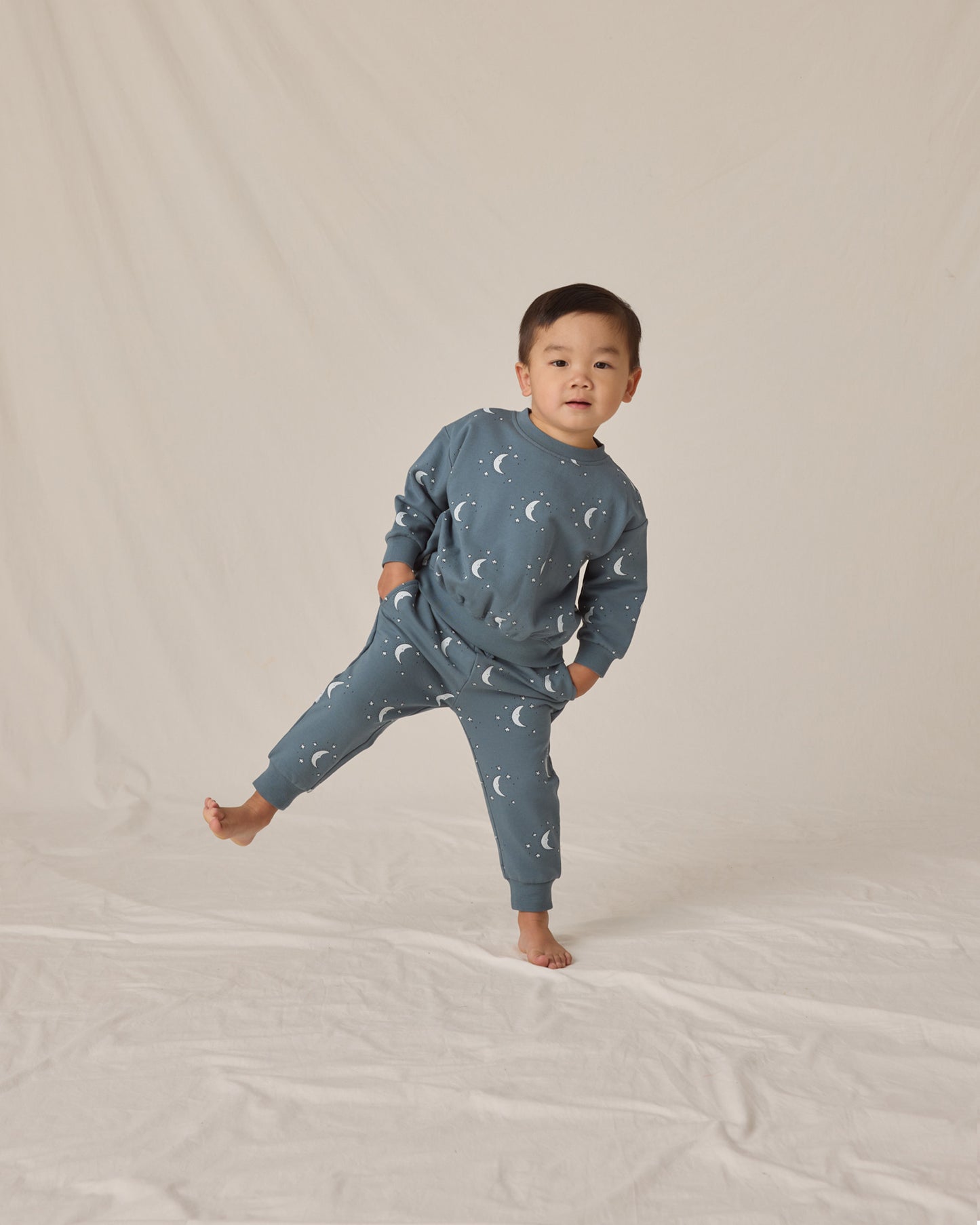 Relaxed Fleece Sweatpant || Silver Moons - Rylee + Cru | Kids Clothes | Trendy Baby Clothes | Modern Infant Outfits |