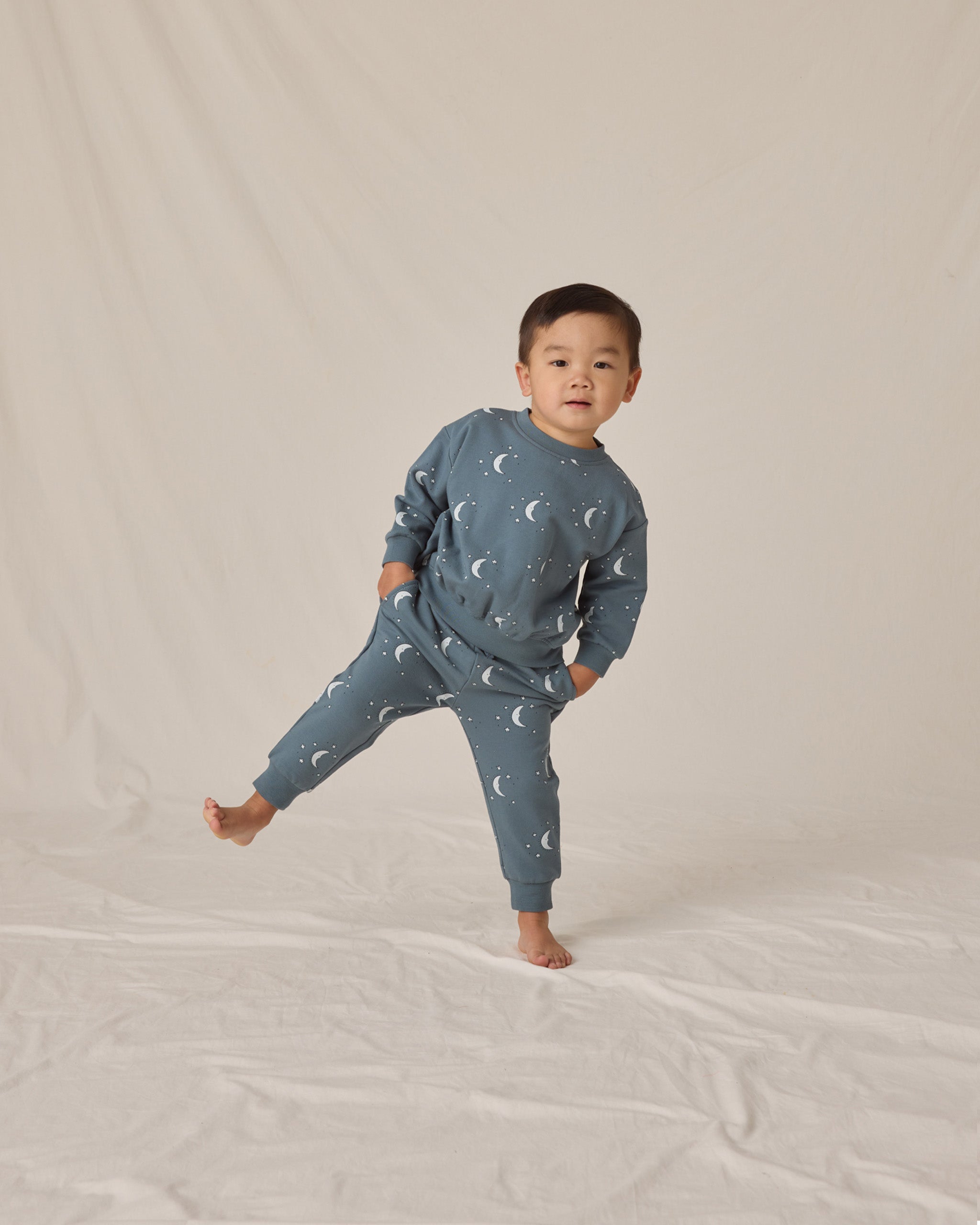 Relaxed Fleece Sweatpant || Silver Moons - Rylee + Cru | Kids Clothes | Trendy Baby Clothes | Modern Infant Outfits |