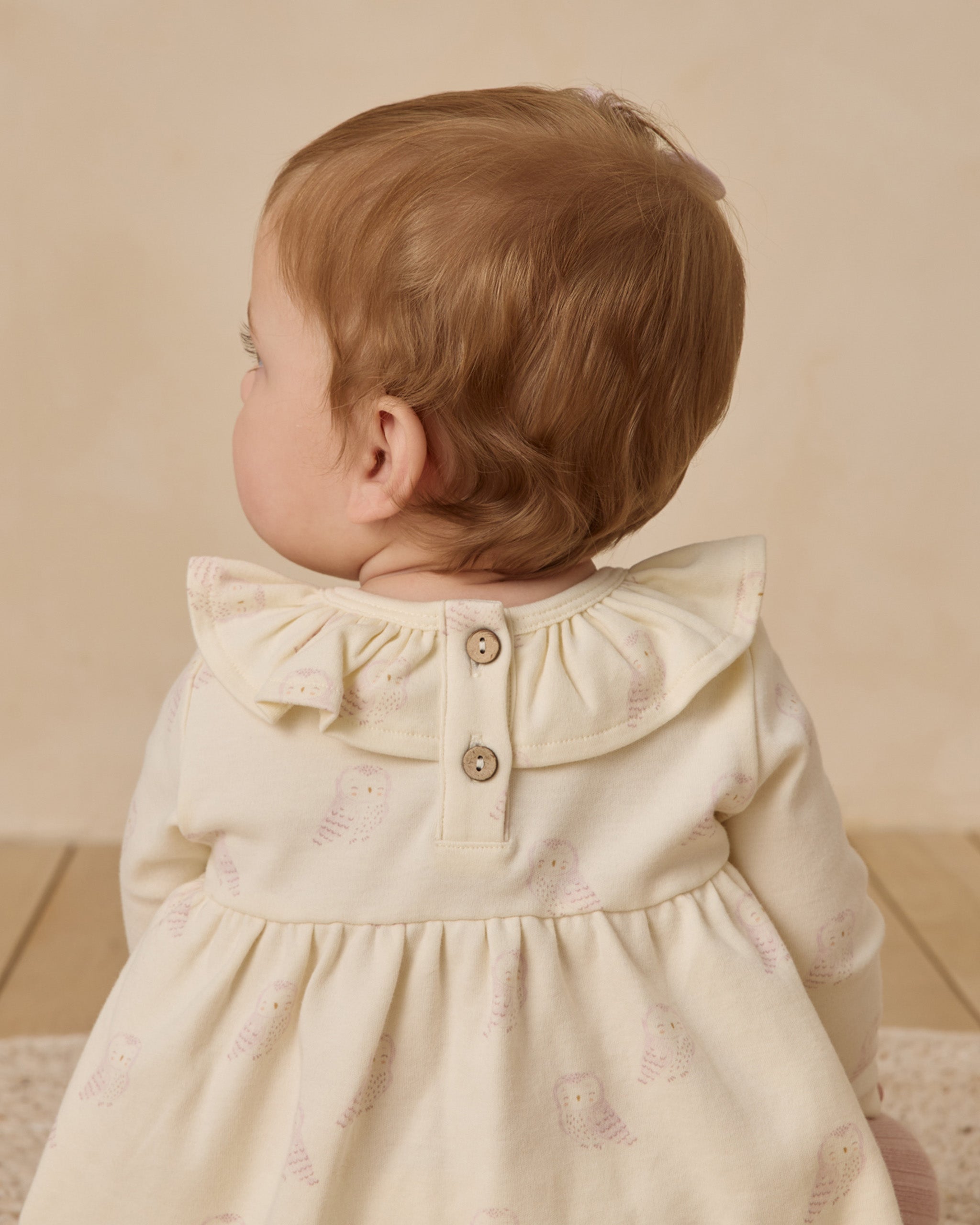Ruffle Collar Jersey Dress || Snow Owls - Rylee + Cru | Kids Clothes | Trendy Baby Clothes | Modern Infant Outfits |
