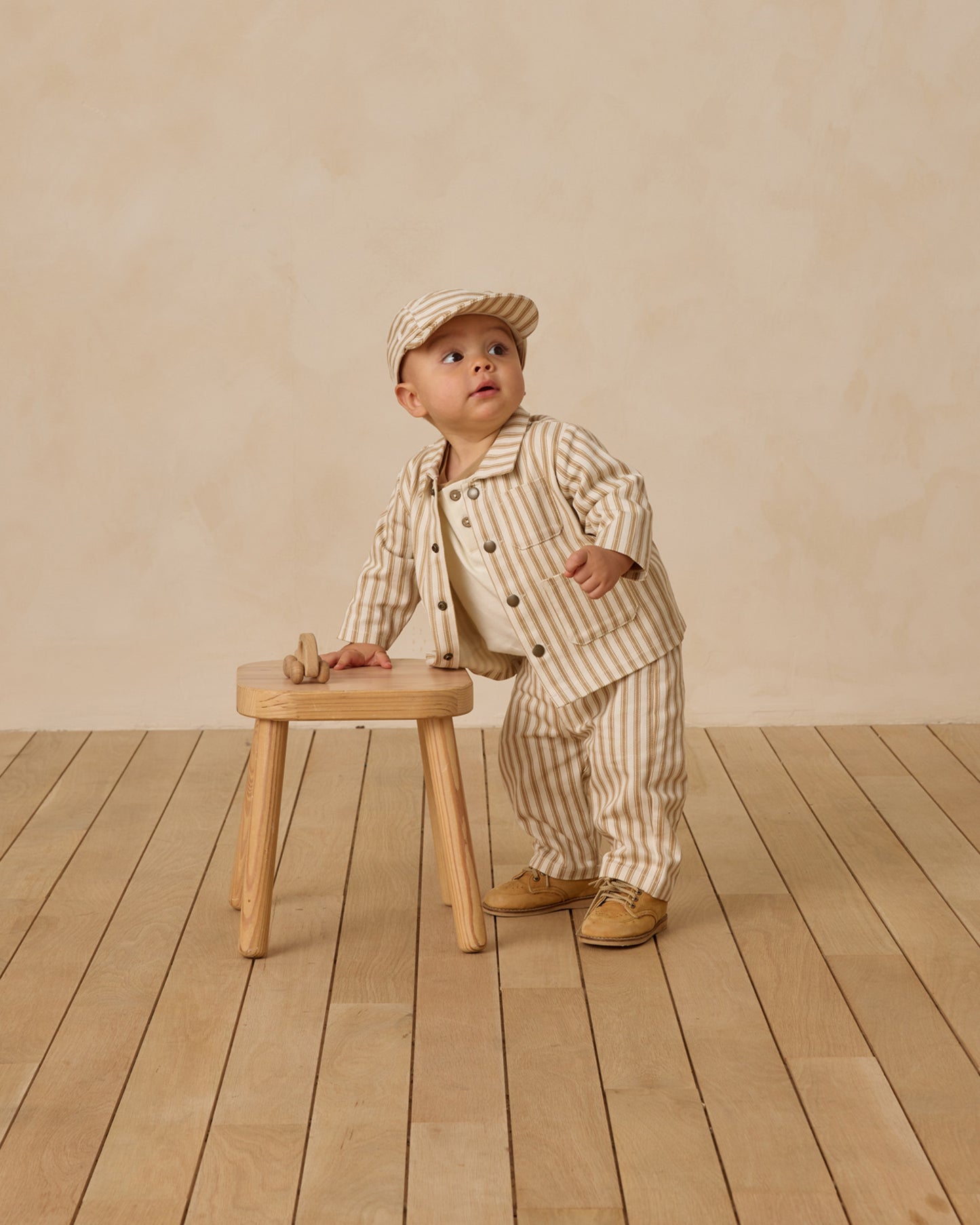 Baby Cap || Gold Pinstripe - Rylee + Cru | Kids Clothes | Trendy Baby Clothes | Modern Infant Outfits |