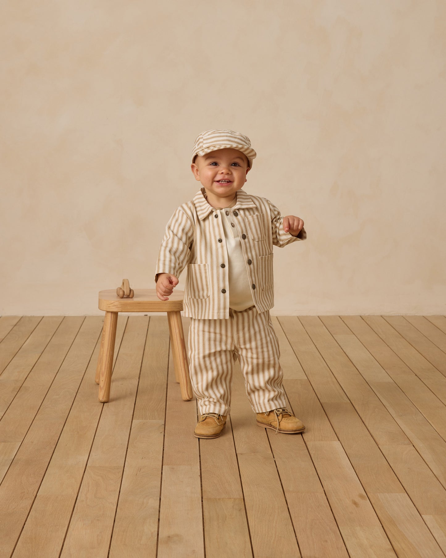Baby Cap || Gold Pinstripe - Rylee + Cru | Kids Clothes | Trendy Baby Clothes | Modern Infant Outfits |