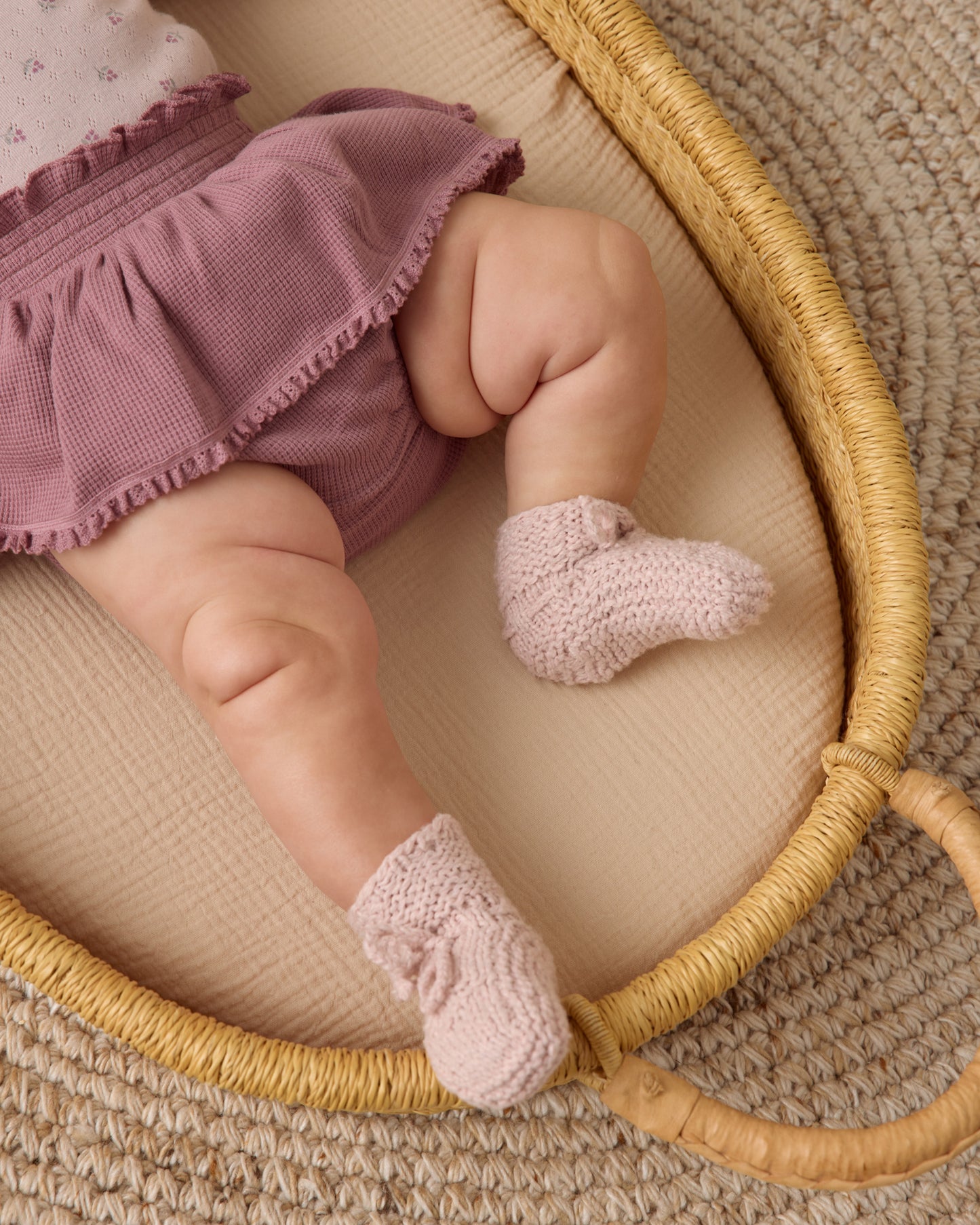 Knit Booties || Lilac - Rylee + Cru | Kids Clothes | Trendy Baby Clothes | Modern Infant Outfits |