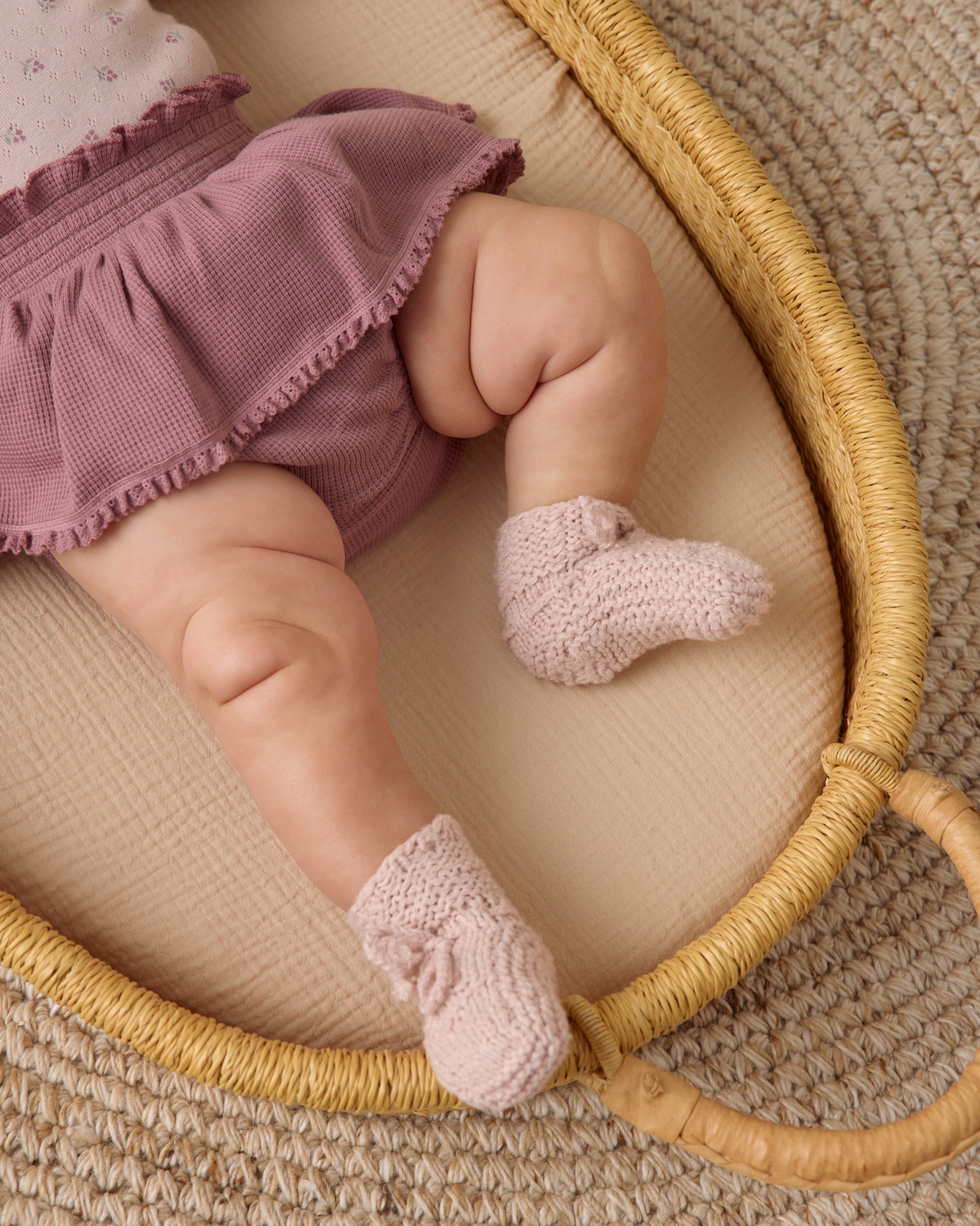 Knit Booties || Lilac - Rylee + Cru | Kids Clothes | Trendy Baby Clothes | Modern Infant Outfits |