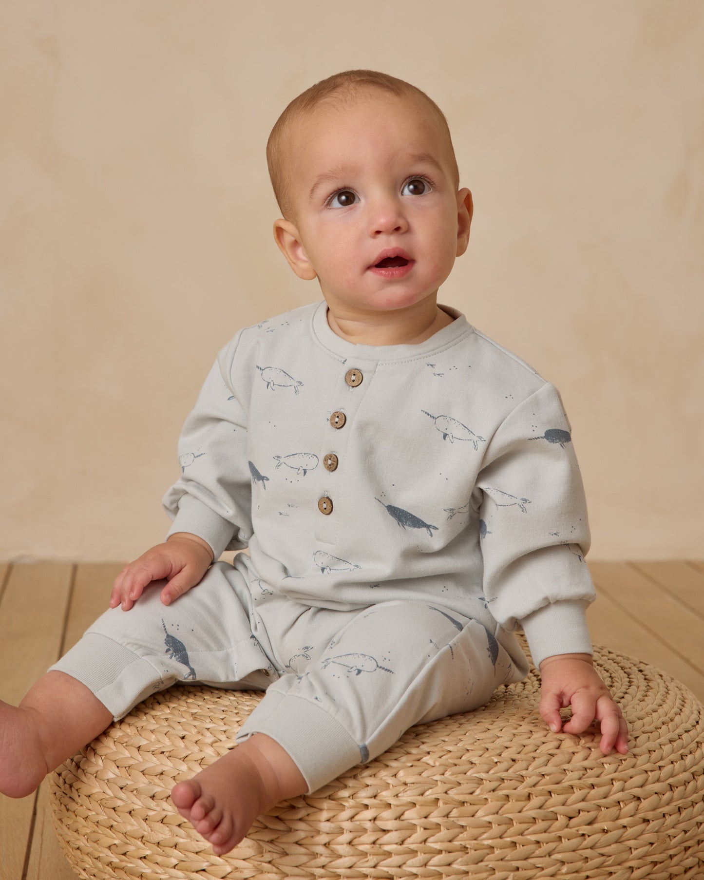 Relaxed Fleece Jumpsuit || Narwhals - Rylee + Cru | Kids Clothes | Trendy Baby Clothes | Modern Infant Outfits |