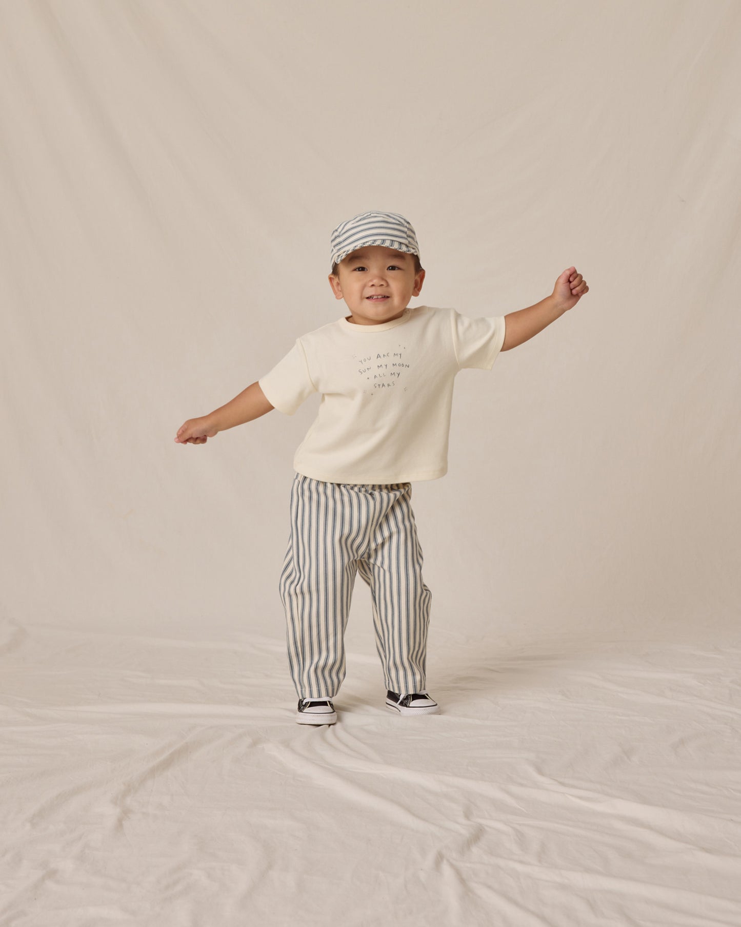 Baby Cap || Ocean Pinstripe - Rylee + Cru | Kids Clothes | Trendy Baby Clothes | Modern Infant Outfits |