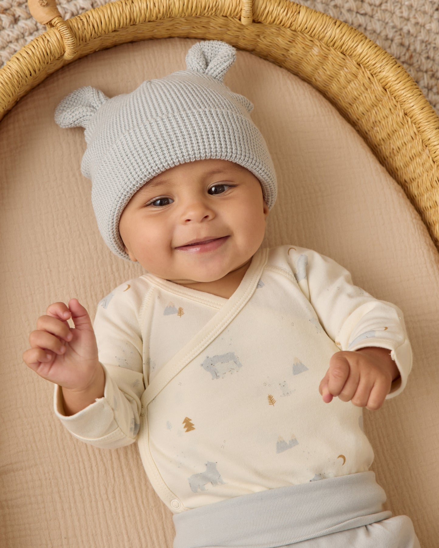 Baby Bear Beanie || Ice Blue - Rylee + Cru | Kids Clothes | Trendy Baby Clothes | Modern Infant Outfits |
