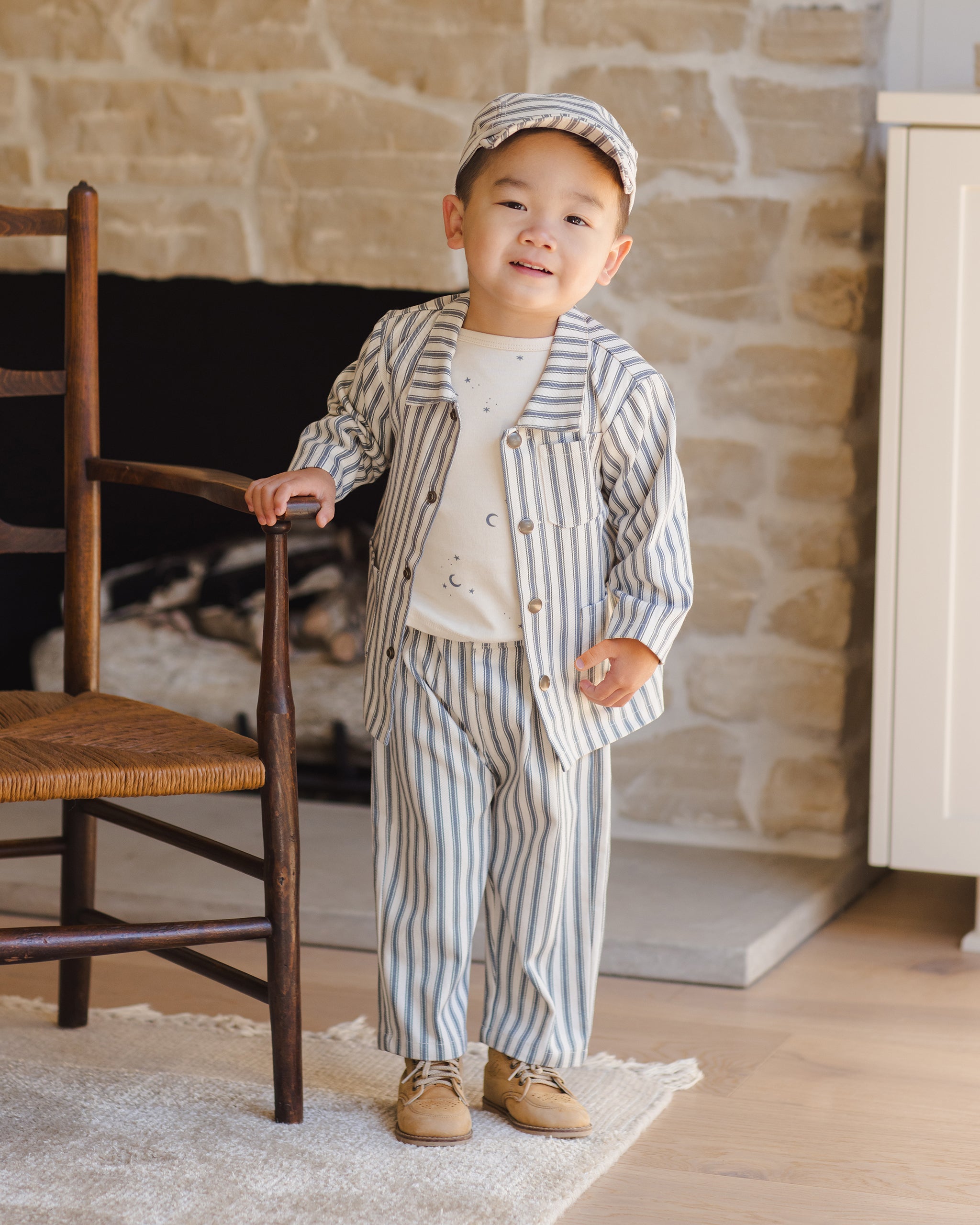 Grayson Pant || Ocean Pinstripe - Rylee + Cru | Kids Clothes | Trendy Baby Clothes | Modern Infant Outfits |