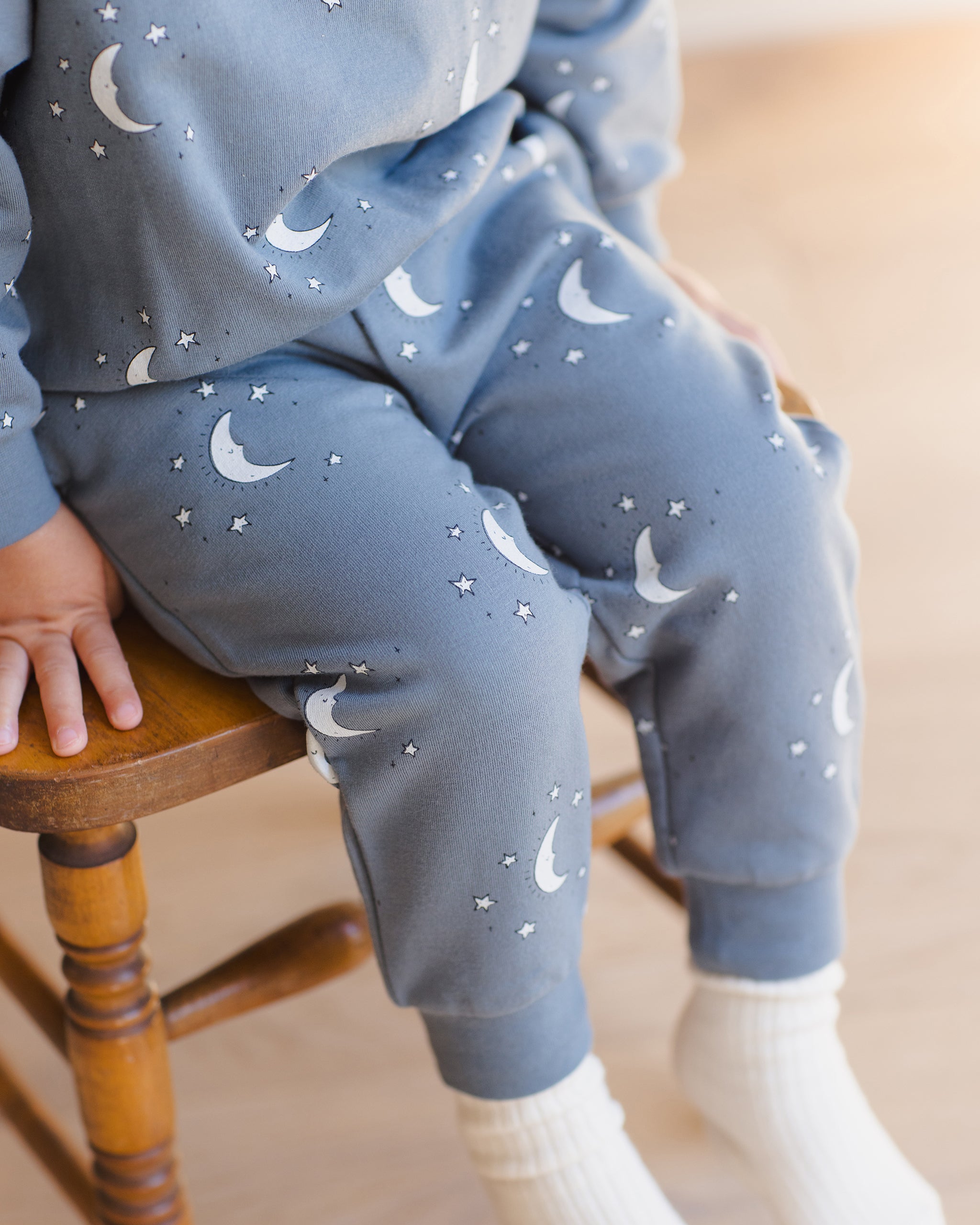 Relaxed Fleece Sweatpant || Silver Moons - Rylee + Cru | Kids Clothes | Trendy Baby Clothes | Modern Infant Outfits |