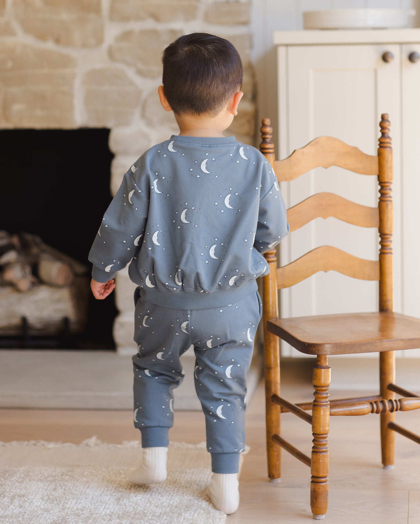 Relaxed Fleece Sweatpant || Silver Moons - Rylee + Cru | Kids Clothes | Trendy Baby Clothes | Modern Infant Outfits |
