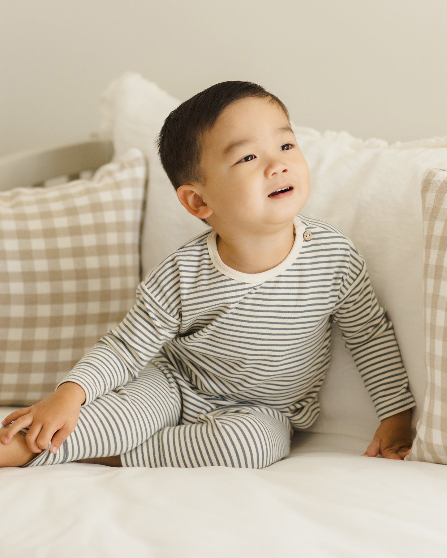 Drawstring Pant || Ocean Micro Stripe - Rylee + Cru | Kids Clothes | Trendy Baby Clothes | Modern Infant Outfits |