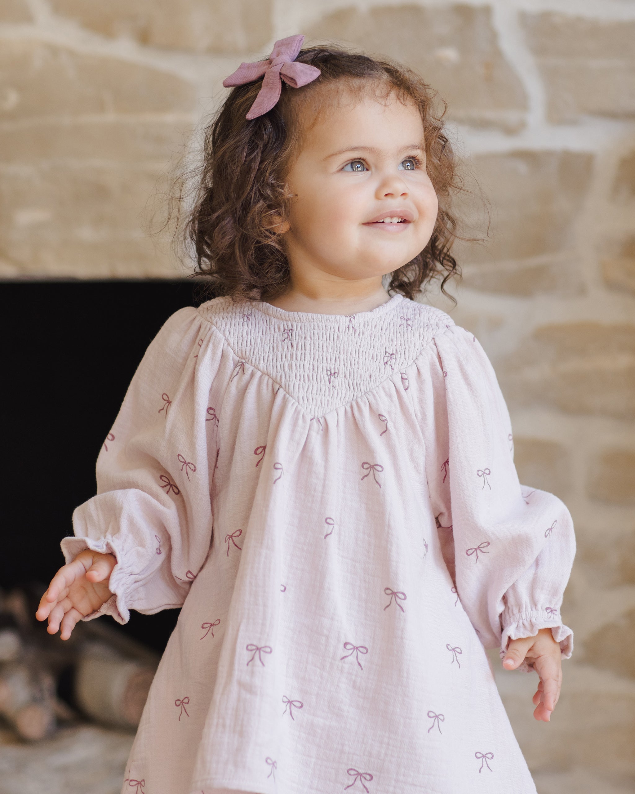 V Smocked Dress || Bows - Rylee + Cru | Kids Clothes | Trendy Baby Clothes | Modern Infant Outfits |