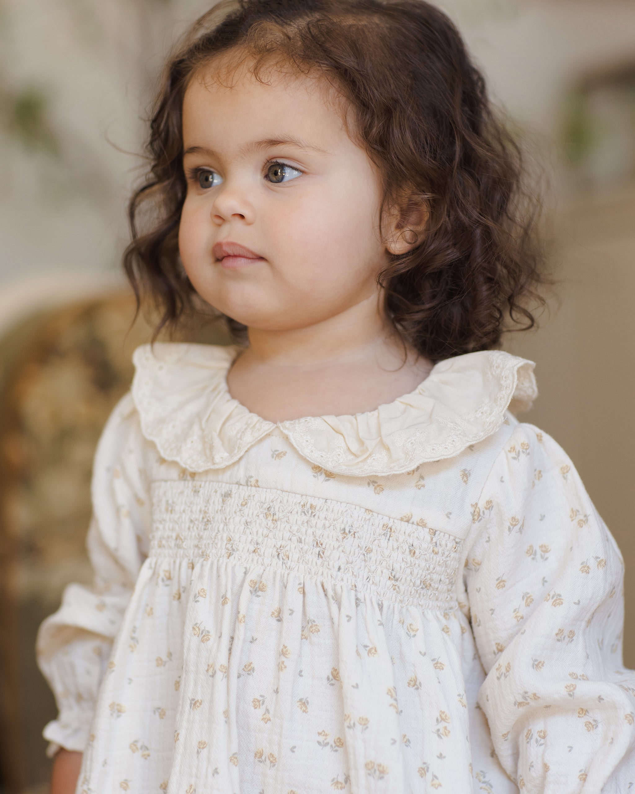 Callie Dress || Golden Floral - Rylee + Cru | Kids Clothes | Trendy Baby Clothes | Modern Infant Outfits |