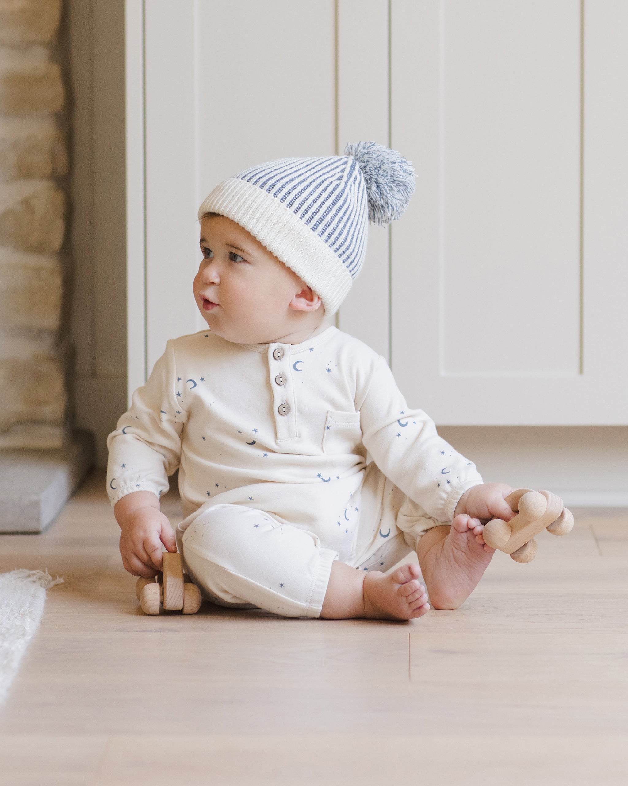 Long Sleeve Pocket Jumpsuit || Moons - Rylee + Cru | Kids Clothes | Trendy Baby Clothes | Modern Infant Outfits |