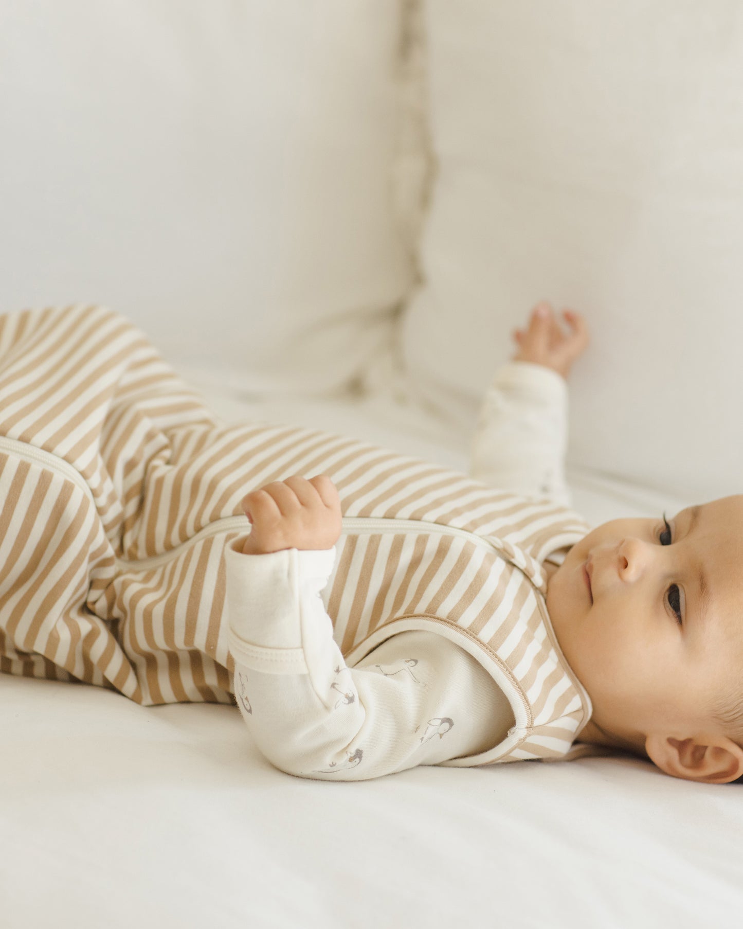 Jersey Sleep Bag || Gold Stripe - Rylee + Cru | Kids Clothes | Trendy Baby Clothes | Modern Infant Outfits |