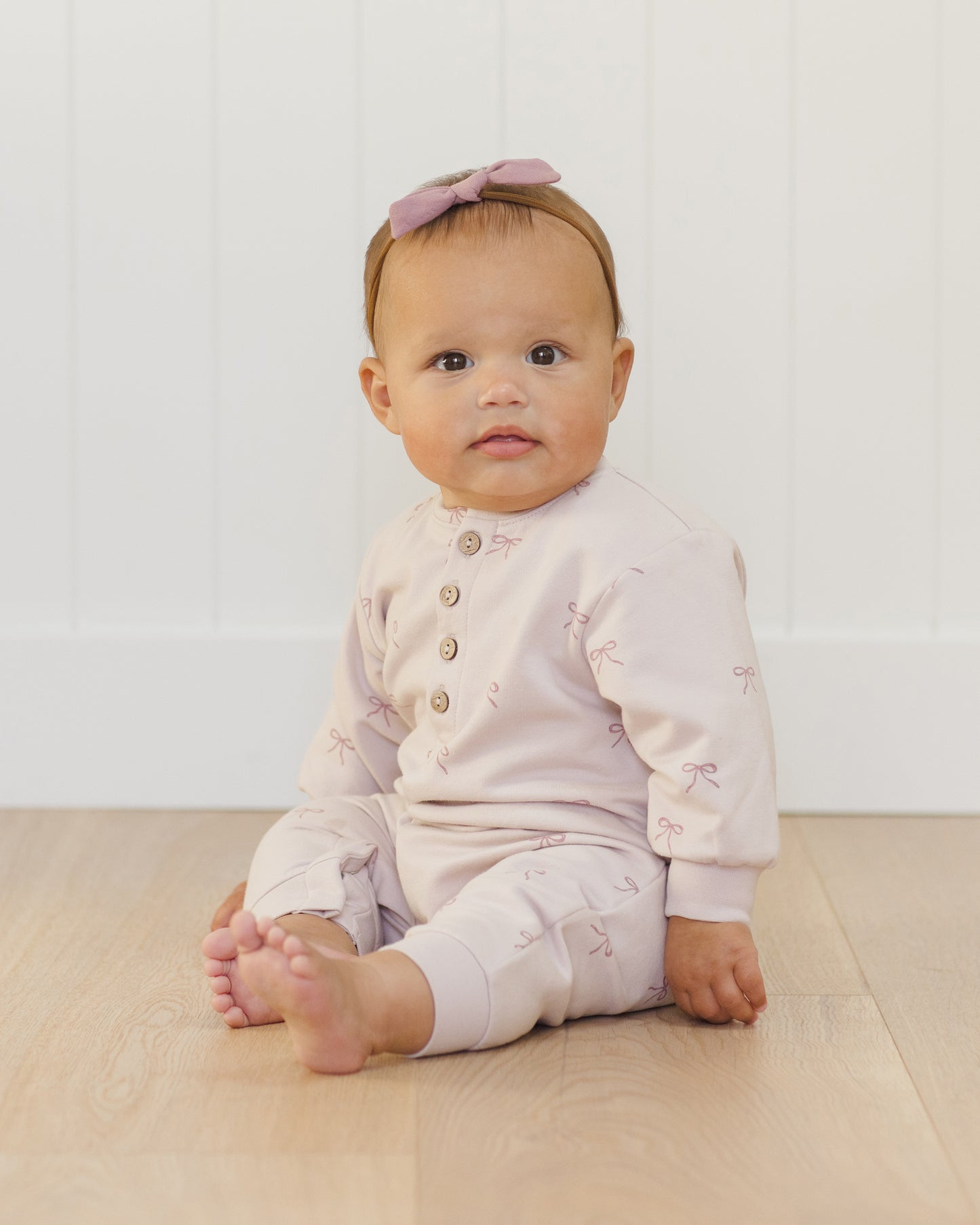 Relaxed Fleece Jumpsuit || Bows - Rylee + Cru | Kids Clothes | Trendy Baby Clothes | Modern Infant Outfits |