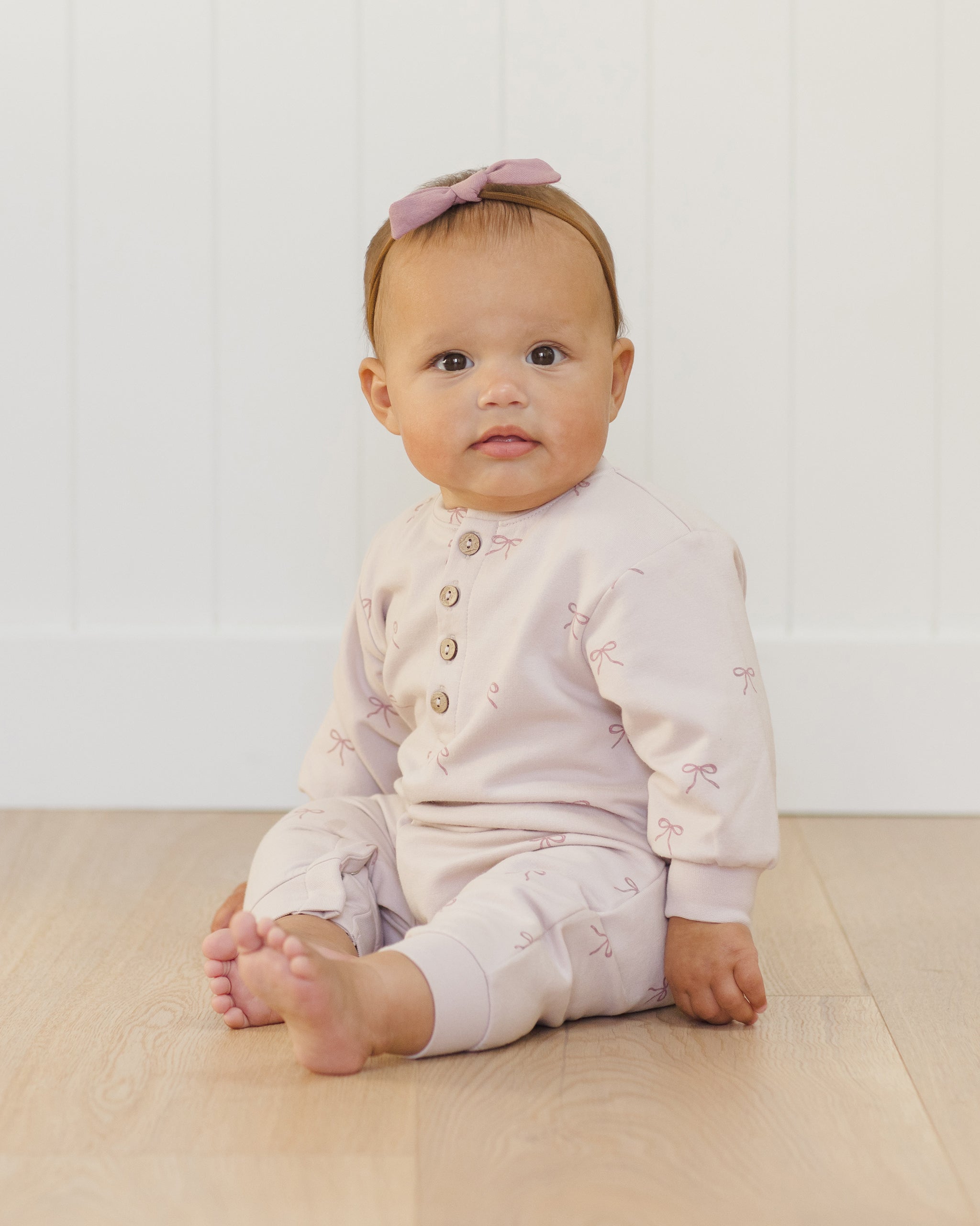 Relaxed Fleece Jumpsuit || Bows - Rylee + Cru | Kids Clothes | Trendy Baby Clothes | Modern Infant Outfits |