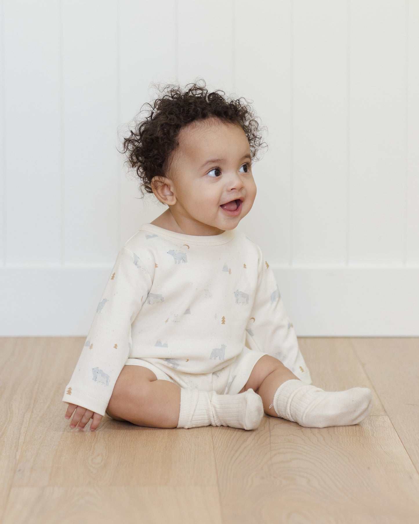 Long Sleeve Romper || Polar Bears - Rylee + Cru | Kids Clothes | Trendy Baby Clothes | Modern Infant Outfits |