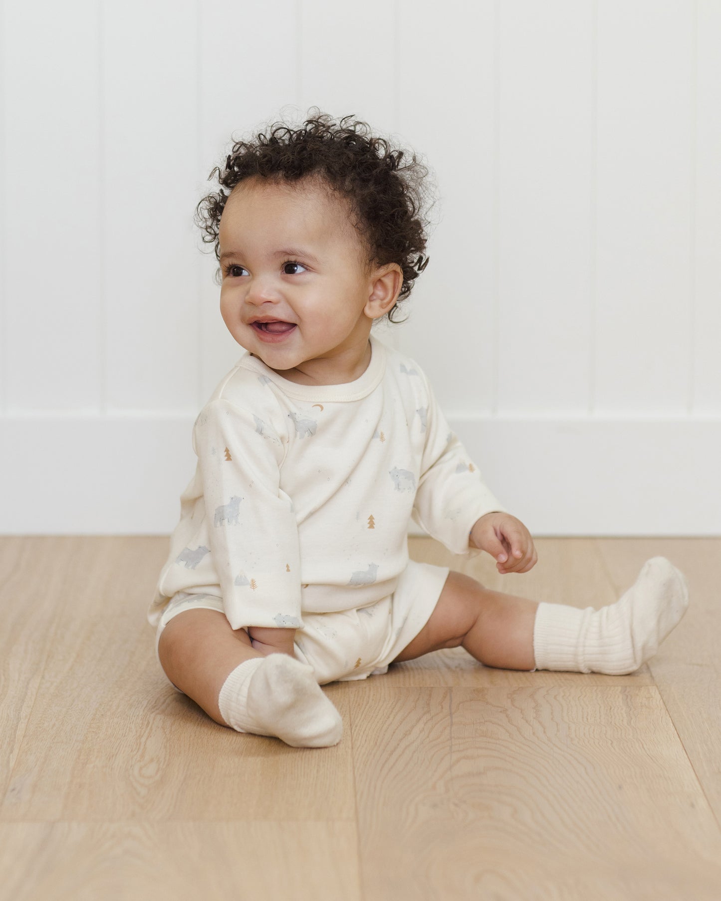 Long Sleeve Romper || Polar Bears - Rylee + Cru | Kids Clothes | Trendy Baby Clothes | Modern Infant Outfits |