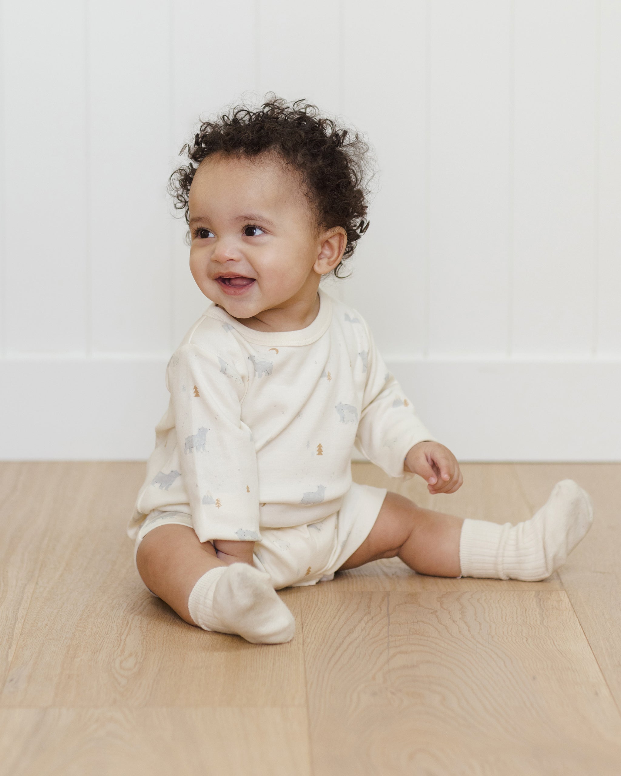 Long Sleeve Romper || Polar Bears - Rylee + Cru | Kids Clothes | Trendy Baby Clothes | Modern Infant Outfits |