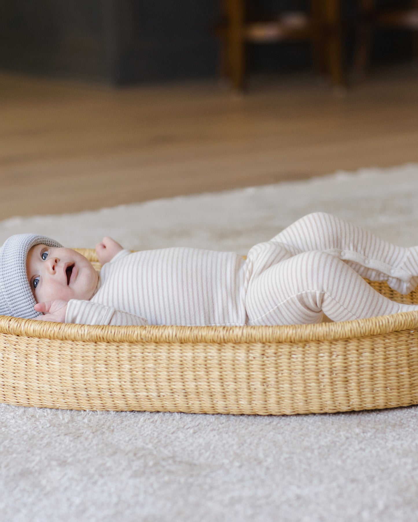 Baby Footie || Oat Micro Stripe - Rylee + Cru | Kids Clothes | Trendy Baby Clothes | Modern Infant Outfits |