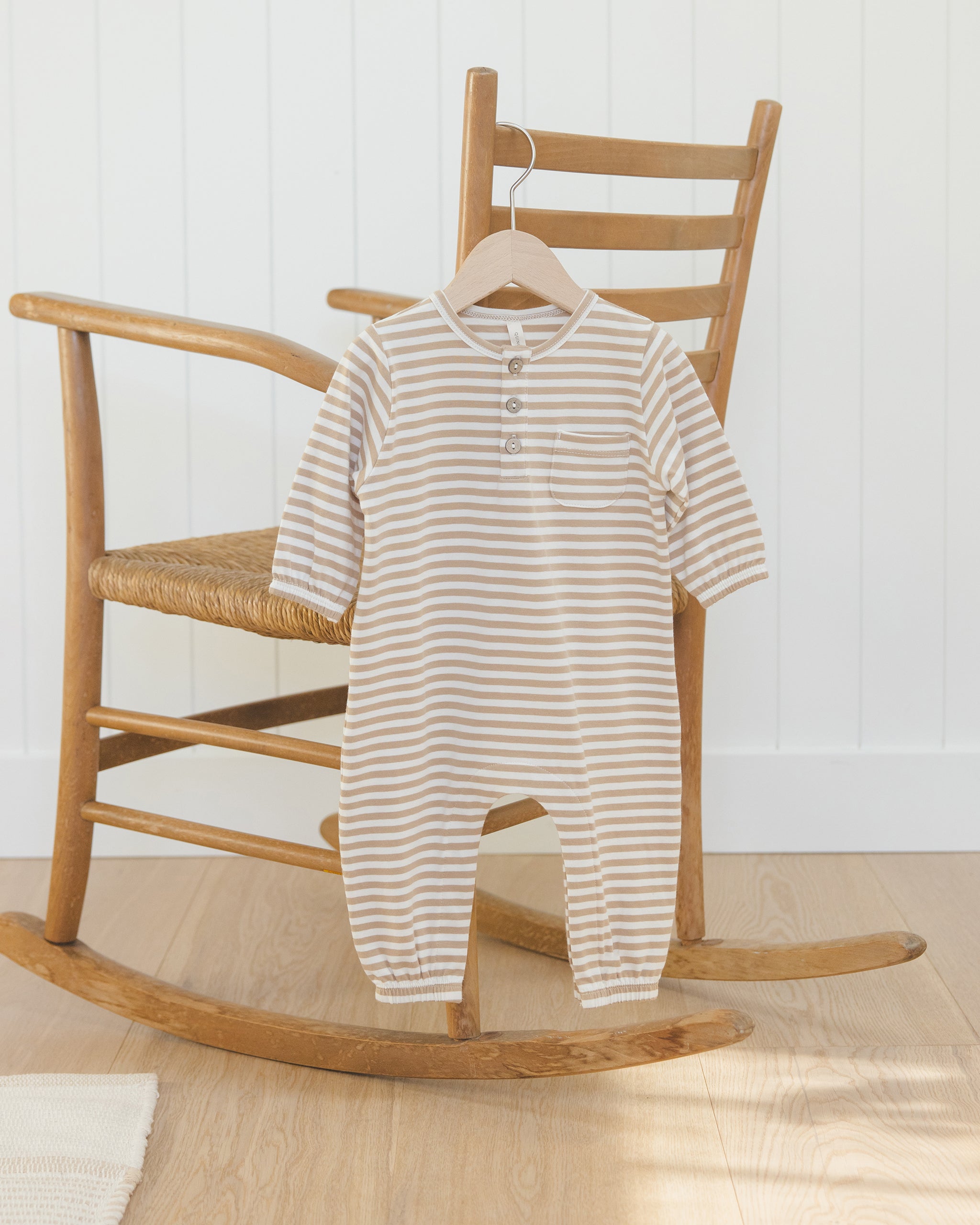 Long Sleeve Pocket Jumpsuit || Gold Stripe - Rylee + Cru | Kids Clothes | Trendy Baby Clothes | Modern Infant Outfits |