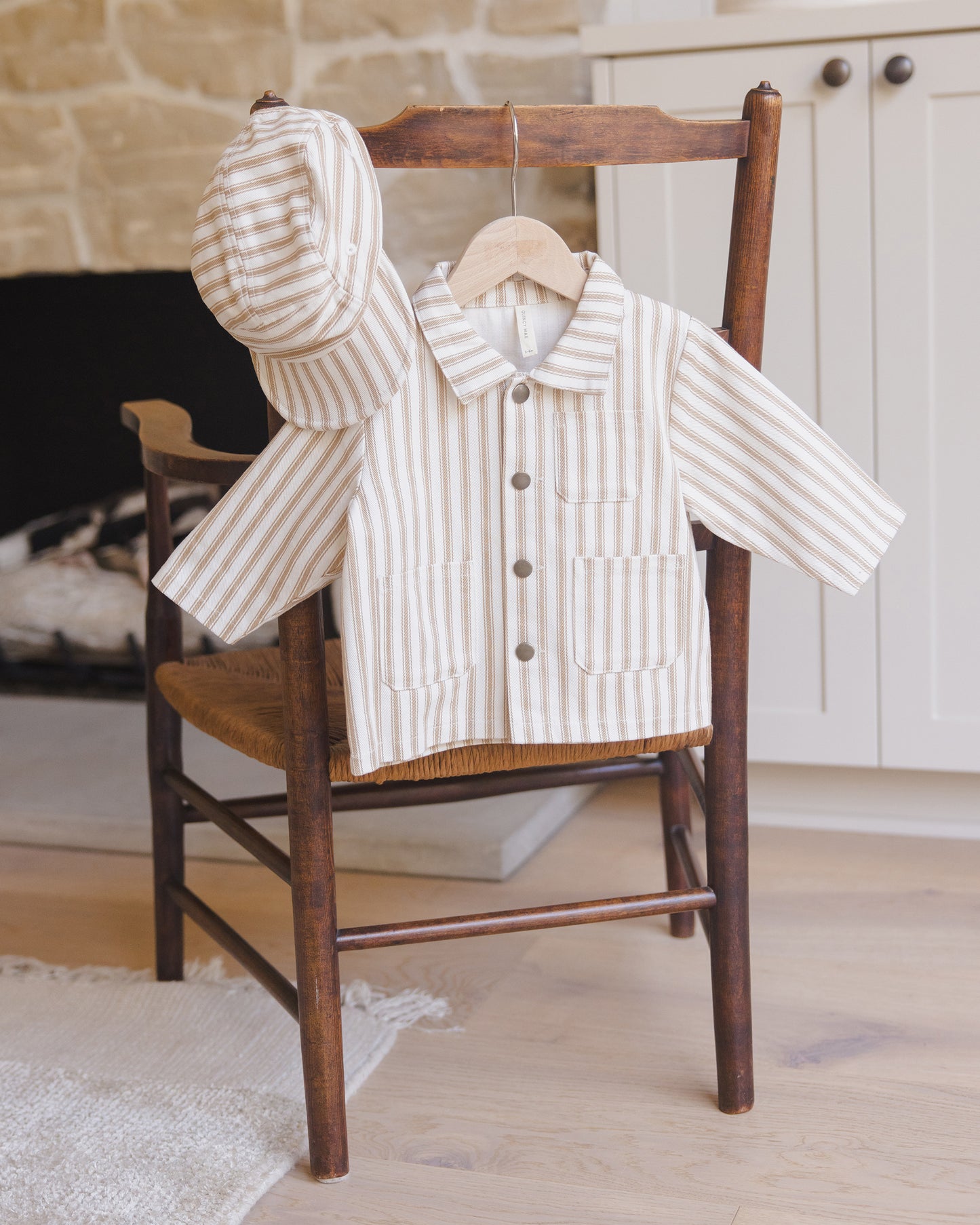 Baby Cap || Gold Pinstripe - Rylee + Cru | Kids Clothes | Trendy Baby Clothes | Modern Infant Outfits |