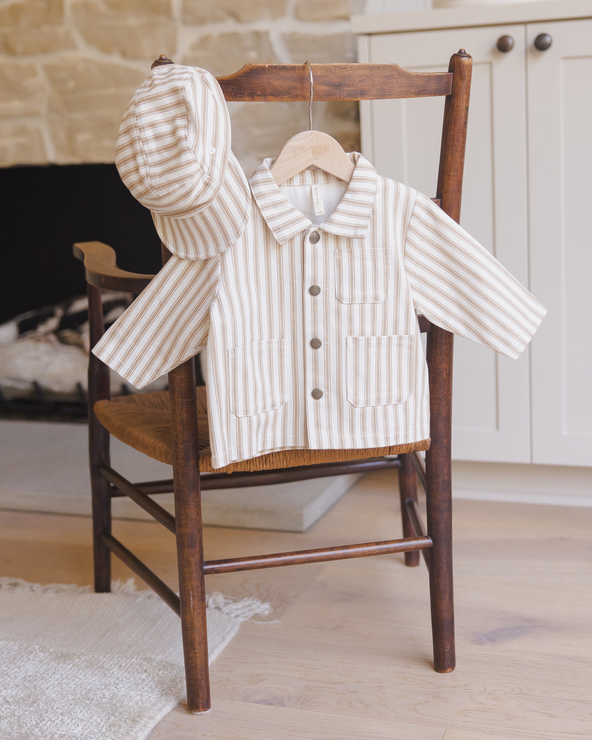 Baby Cap || Gold Pinstripe - Rylee + Cru | Kids Clothes | Trendy Baby Clothes | Modern Infant Outfits |