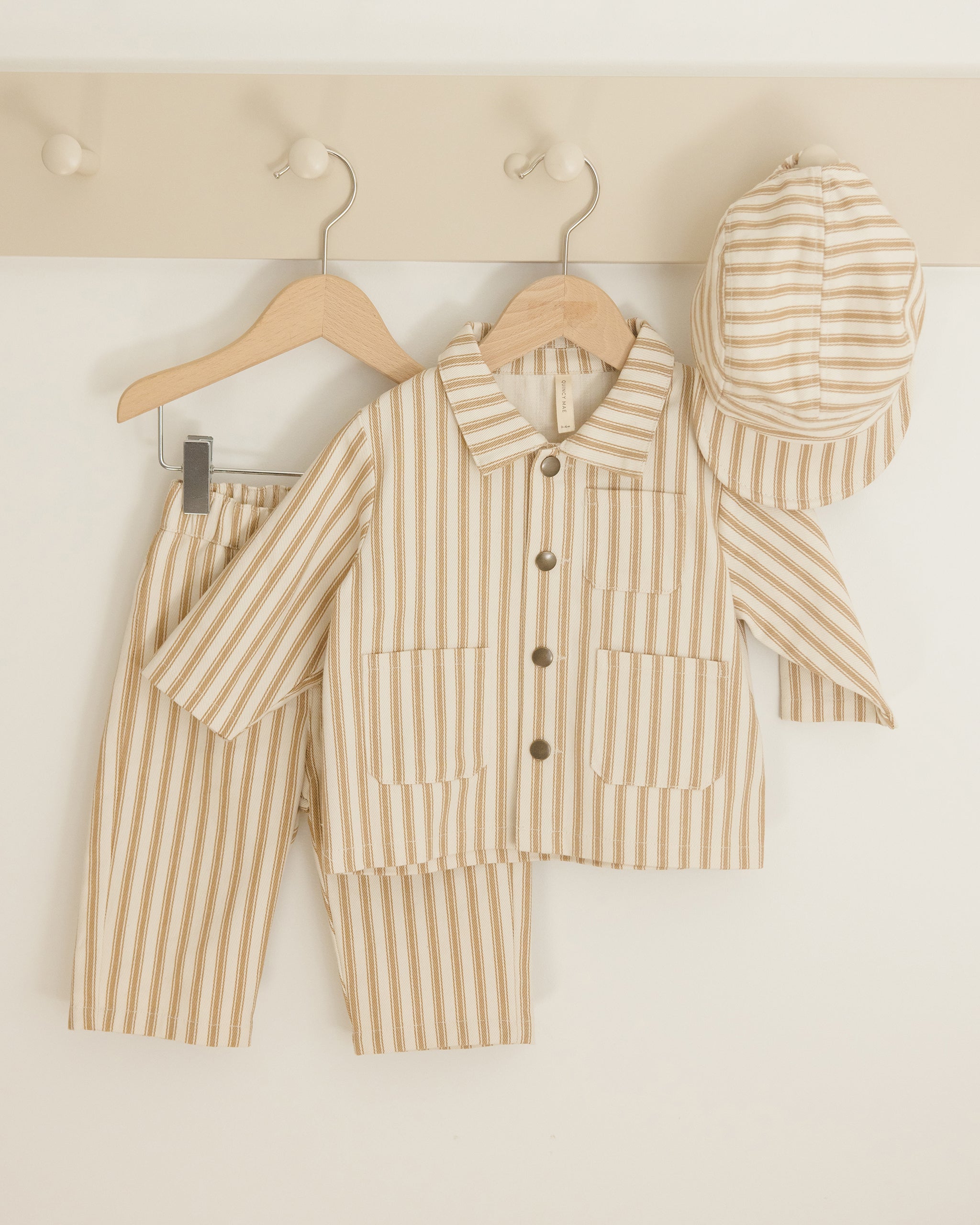 Baby Cap || Gold Pinstripe - Rylee + Cru | Kids Clothes | Trendy Baby Clothes | Modern Infant Outfits |