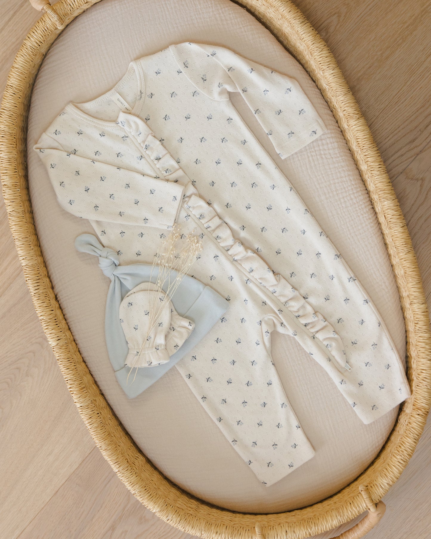 Ruffle Jumpsuit || Blue Ditsy - Rylee + Cru | Kids Clothes | Trendy Baby Clothes | Modern Infant Outfits |