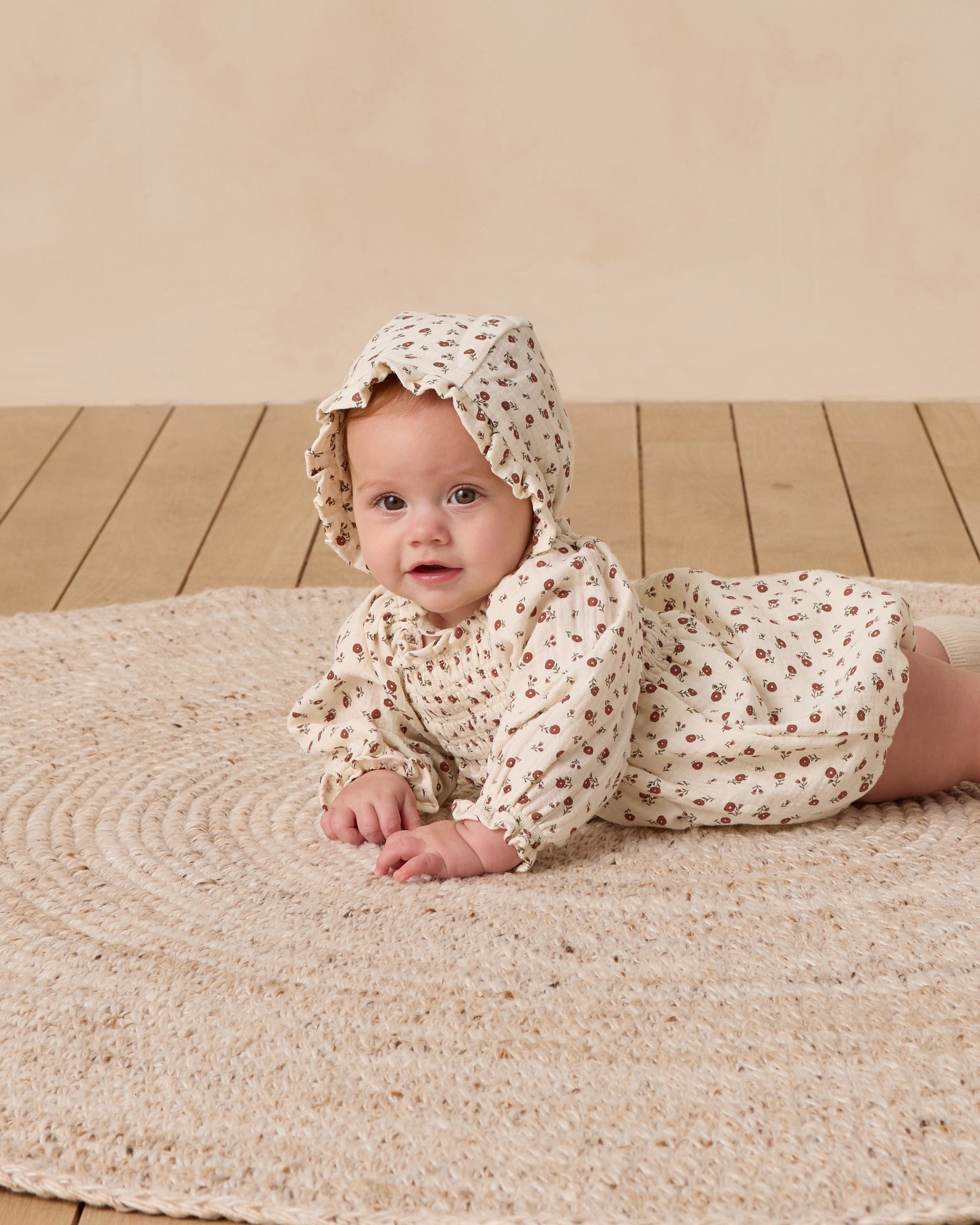 Woven Ruffle Bonnet || Winter Ditsy - Rylee + Cru | Kids Clothes | Trendy Baby Clothes | Modern Infant Outfits |